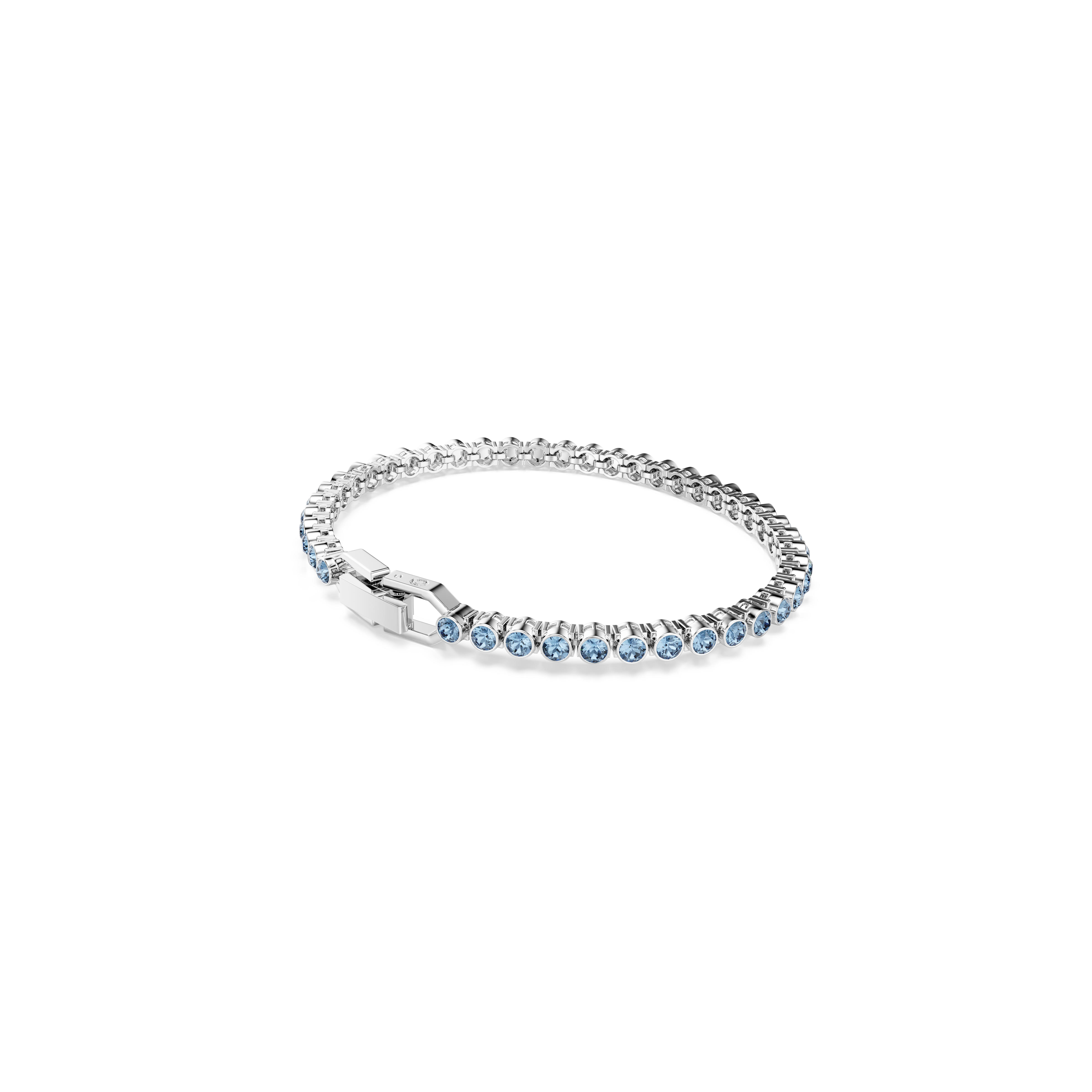 Swarovski Imber Emily Tennis bracelet, Round cut, Blue, Rhodium plated 5734239