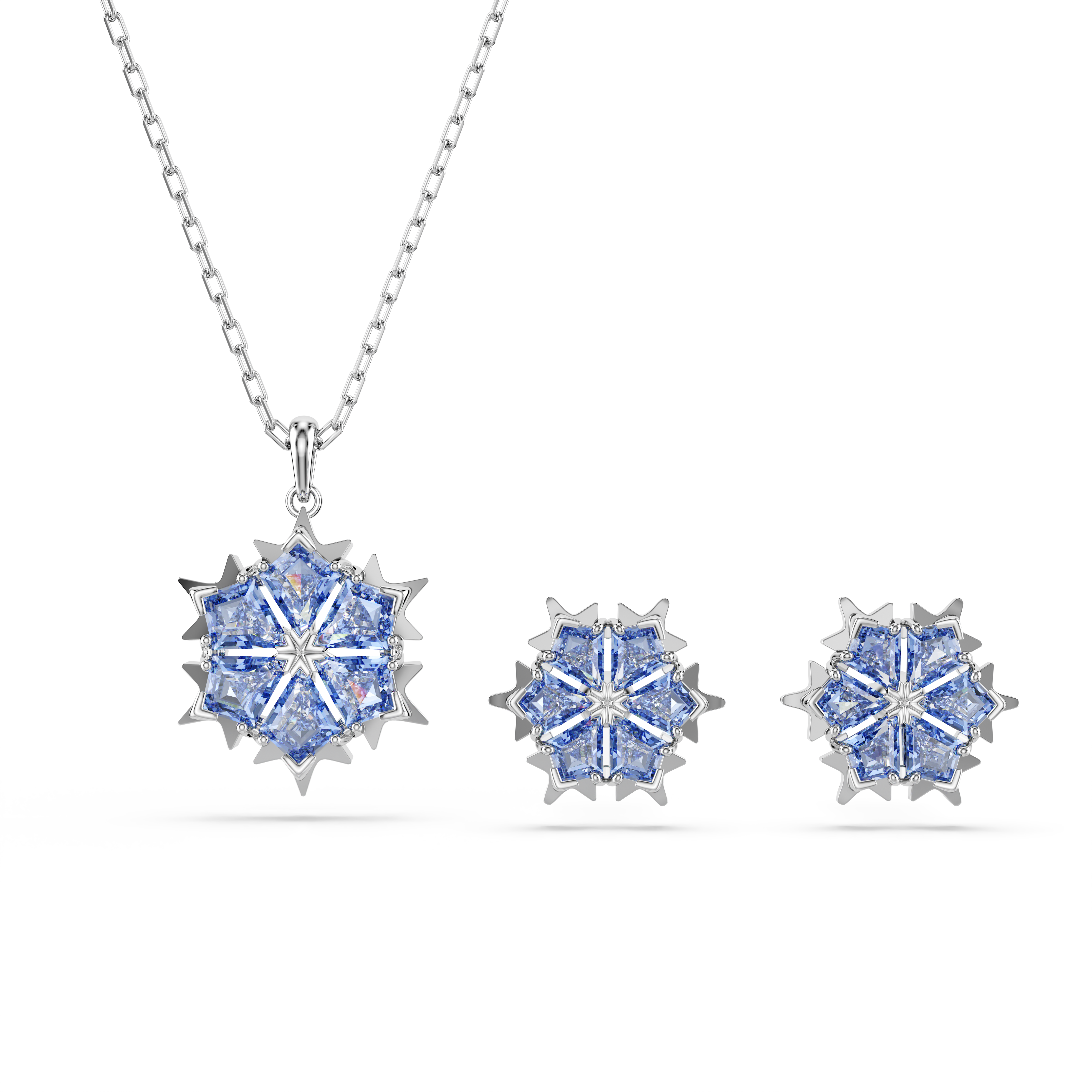 Swarovski Magic set, Snowflake, Blue, Rhodium plated 5734243