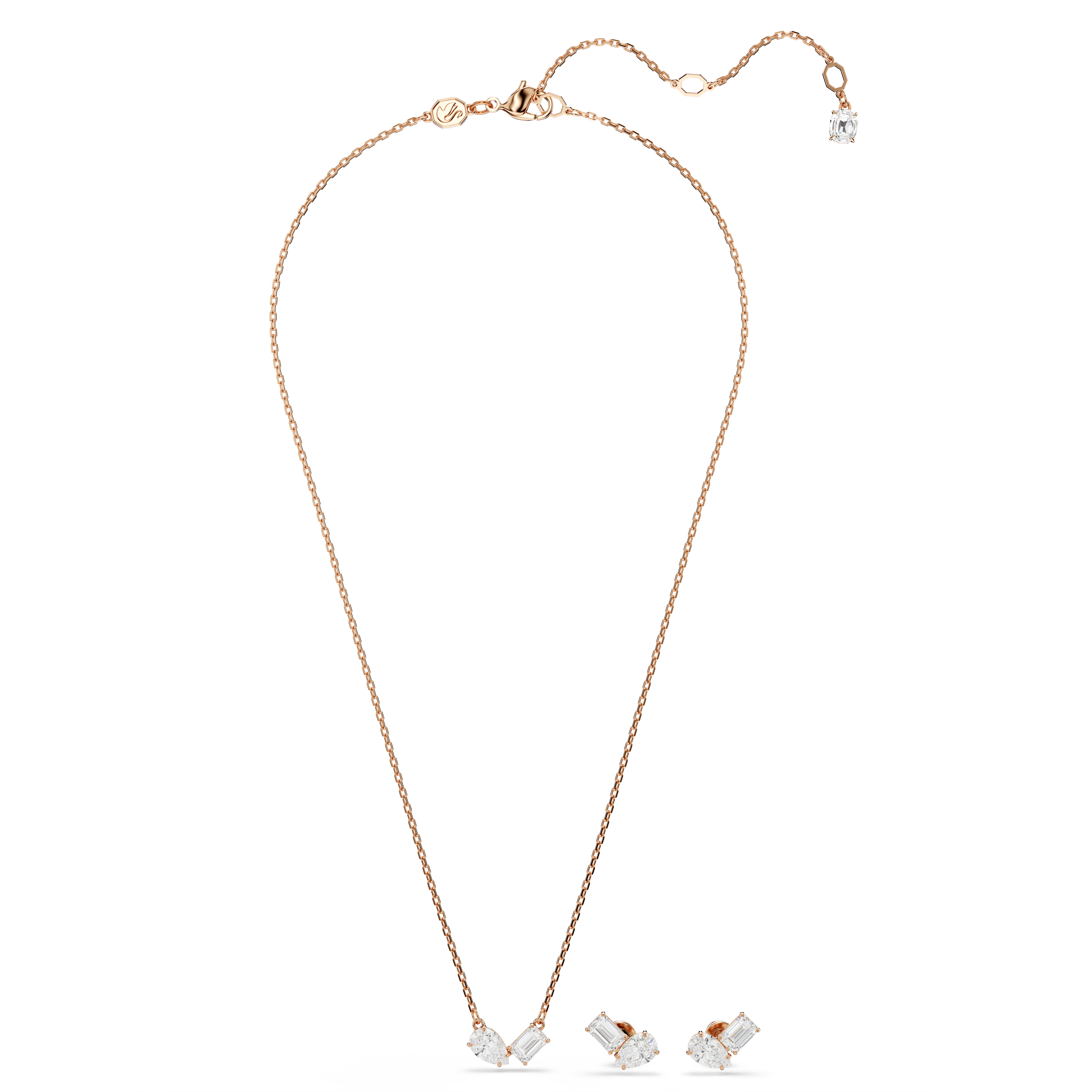 Swarovski Mesmera set, Pear cut, Octagon cut, White, Rose gold-tone plated 5734246
