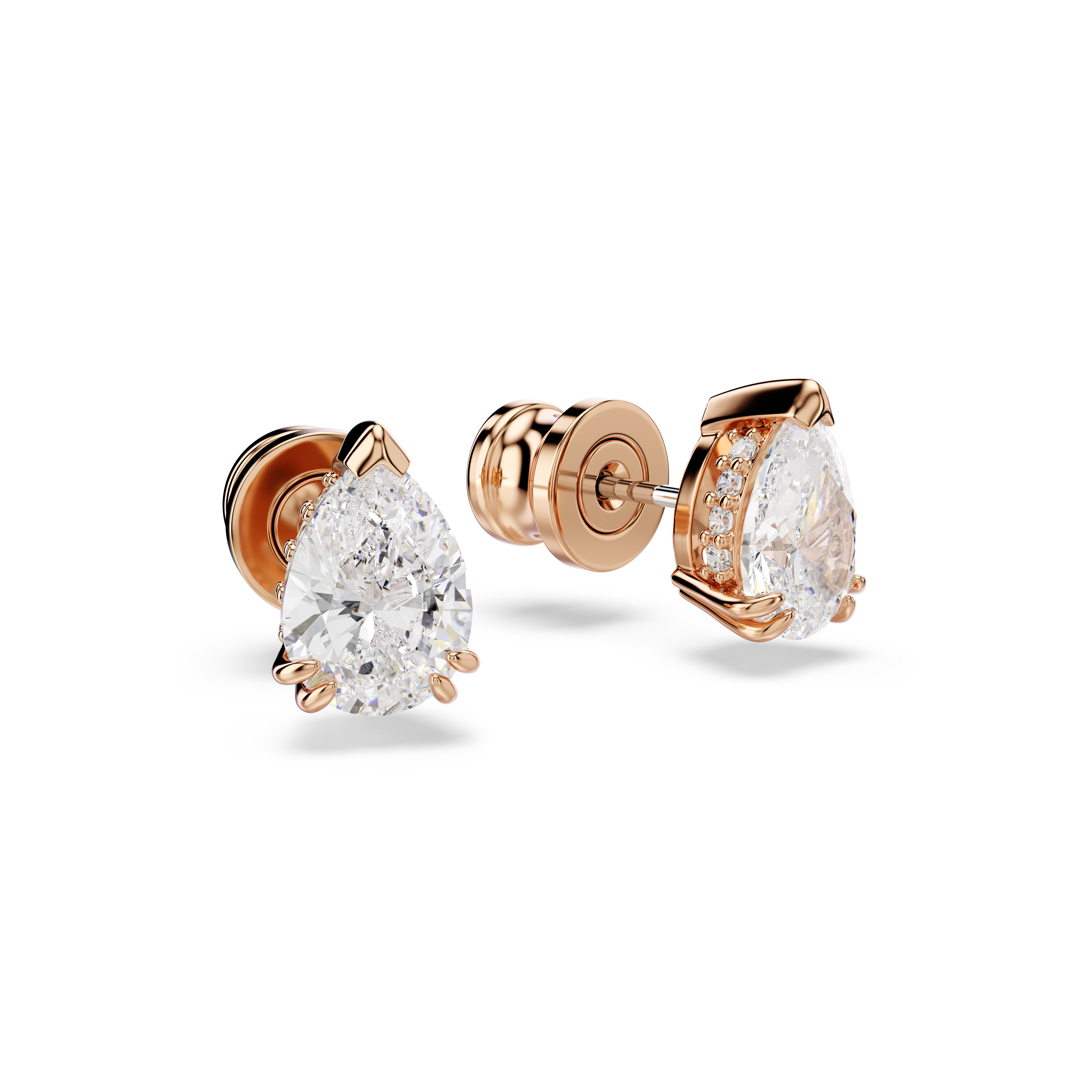 Swarovski Stilla stud earrings, Pear cut, White, Rose gold-tone plated 5734248