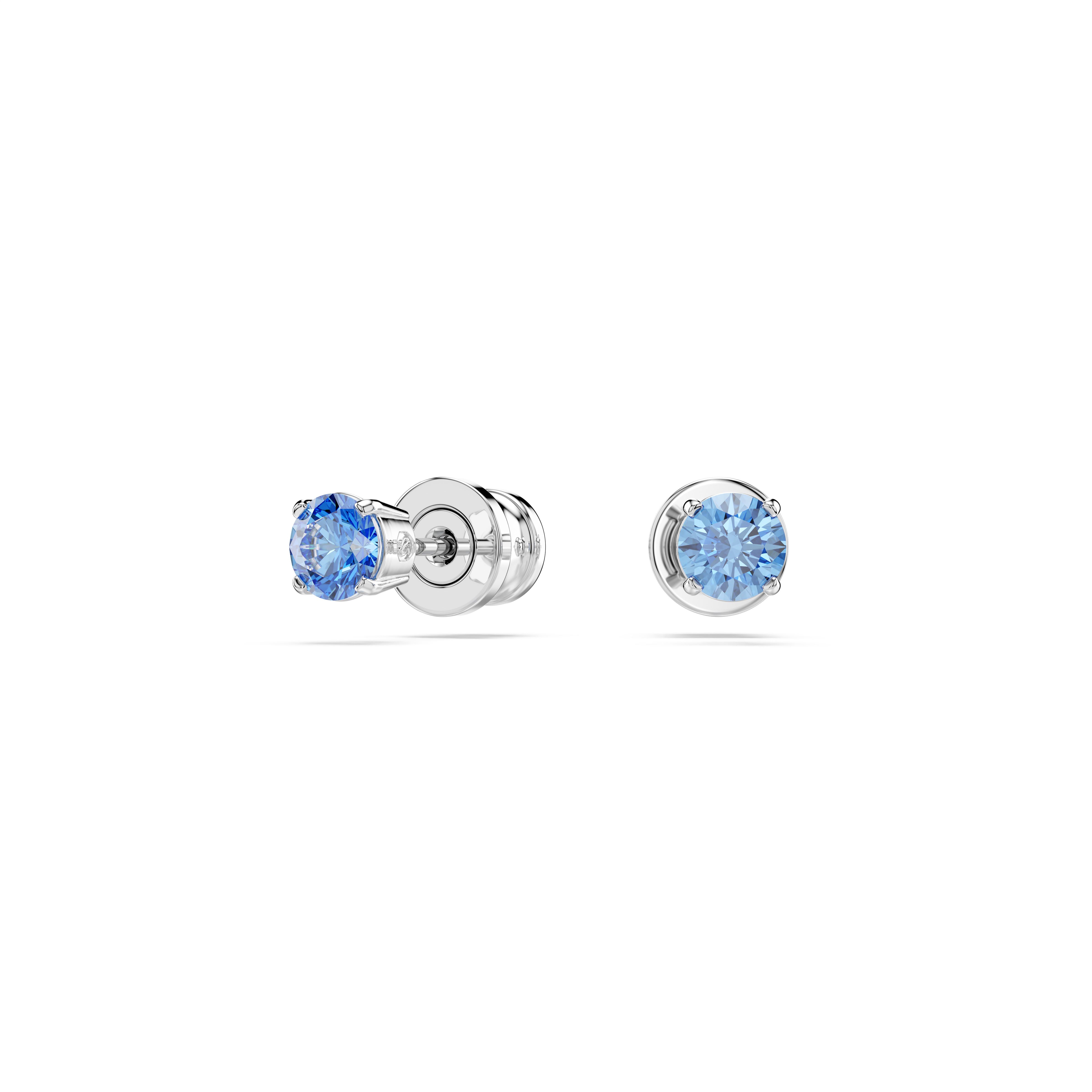 Swarovski Stilla Attract stud earrings, Round cut, Blue, Rhodium plated 5734250