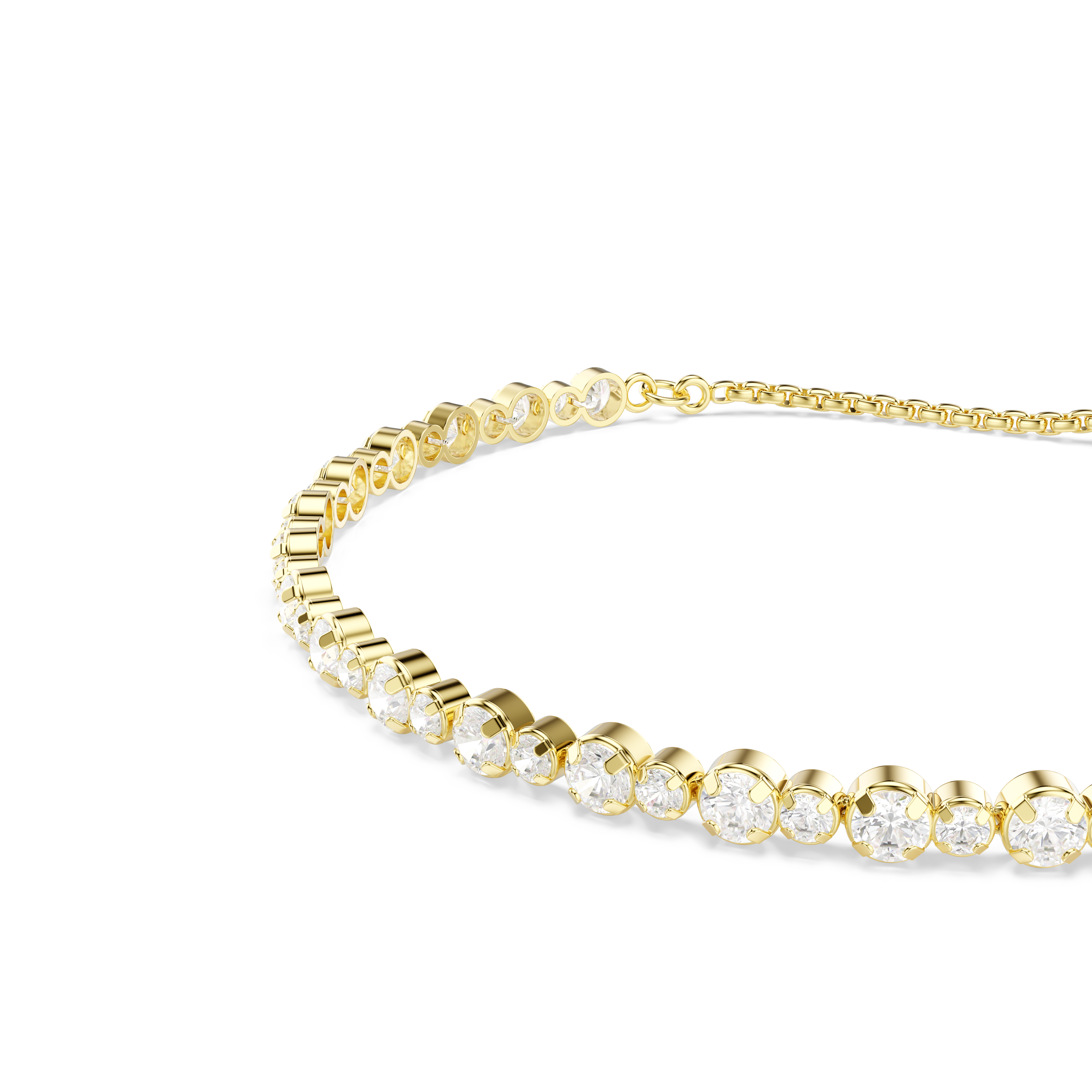 Swarovski Matrix Tennis bracelet, Round cut, White, Gold-tone plated 5734472