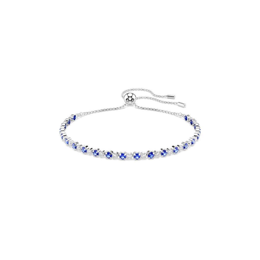 Swarovski Matrix Tennis bracelet, Mixed round cuts, Blue, Rhodium