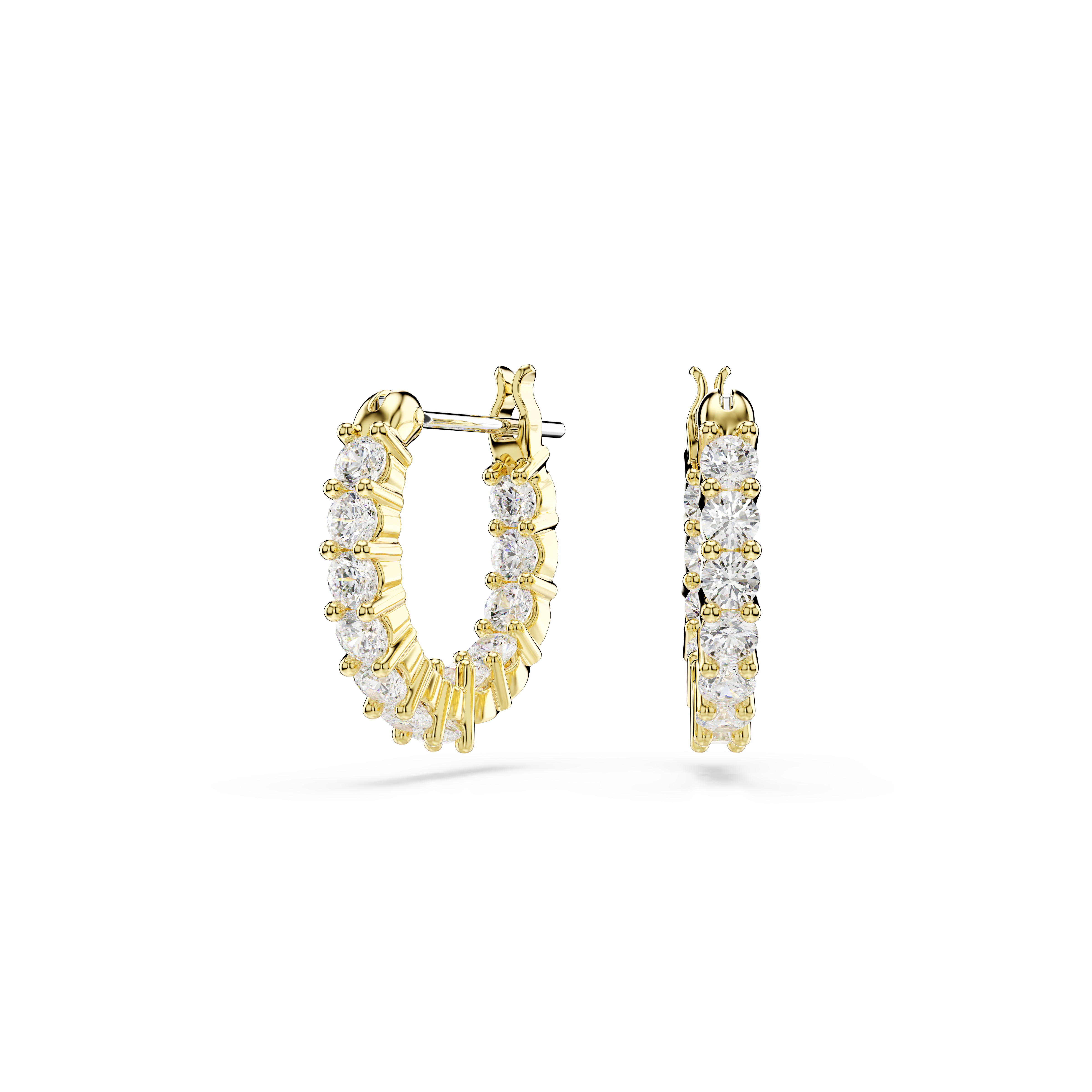 Swarovski Matrix Vittore hoop earrings, Round cut, White, Gold-tone plated 5734475