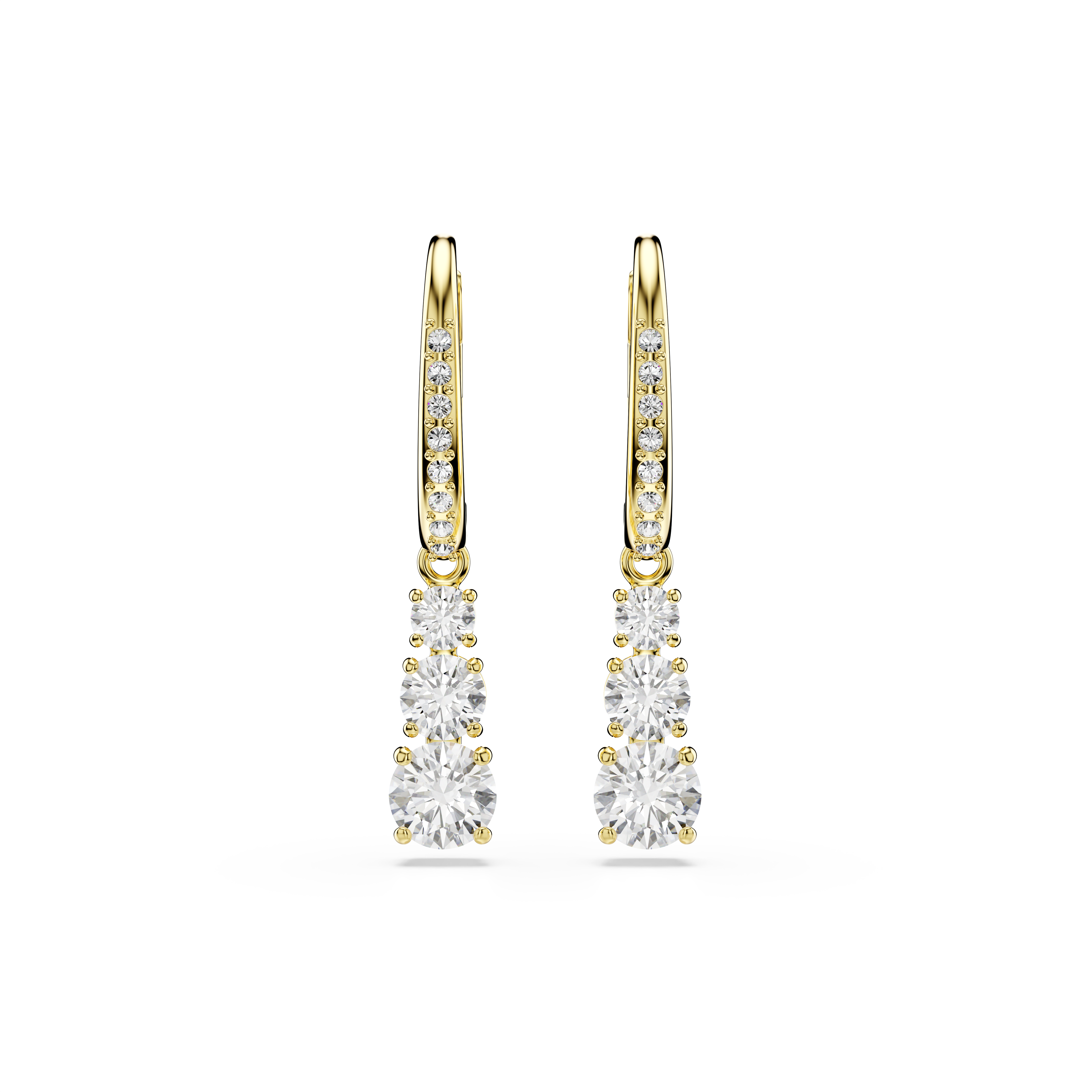 Swarovski Stilla Attract hoop earrings, Round cut, White, Gold-tone plated 5734480