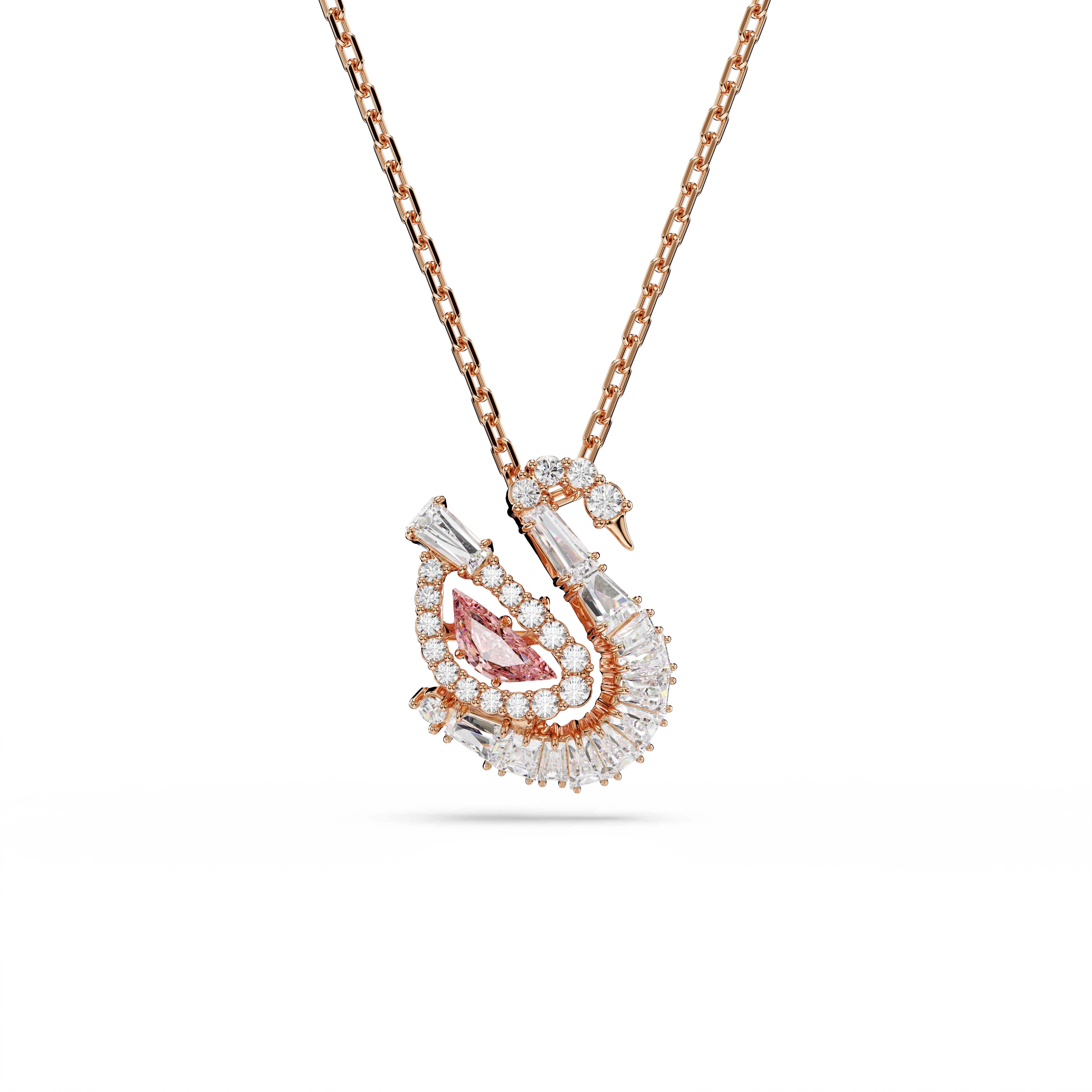 Swarovski Swan pendant, Mixed cuts, Swan, Pink 5734484