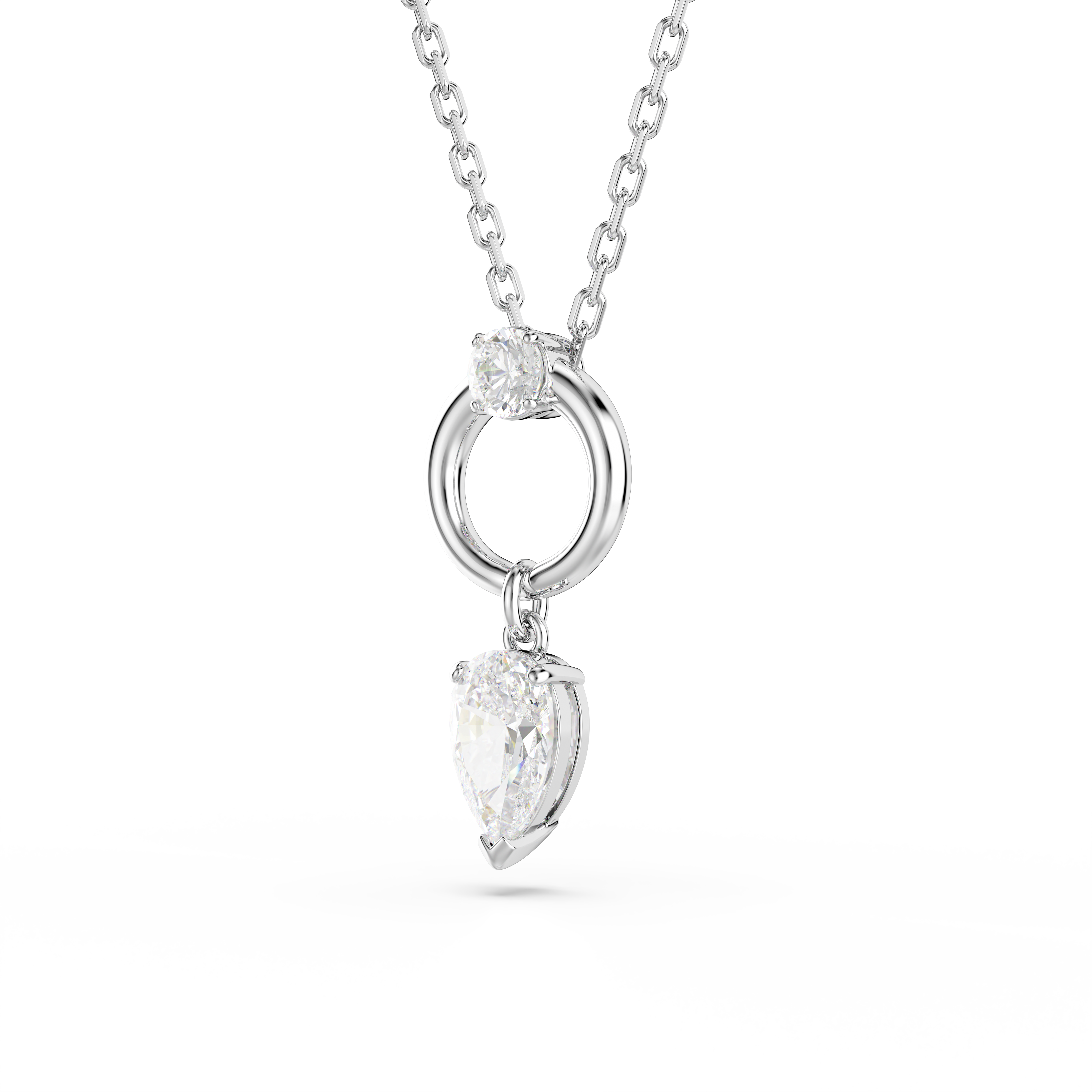 Swarovski Mesmera pendant, Pear cut, White, Rhodium plated 5734491