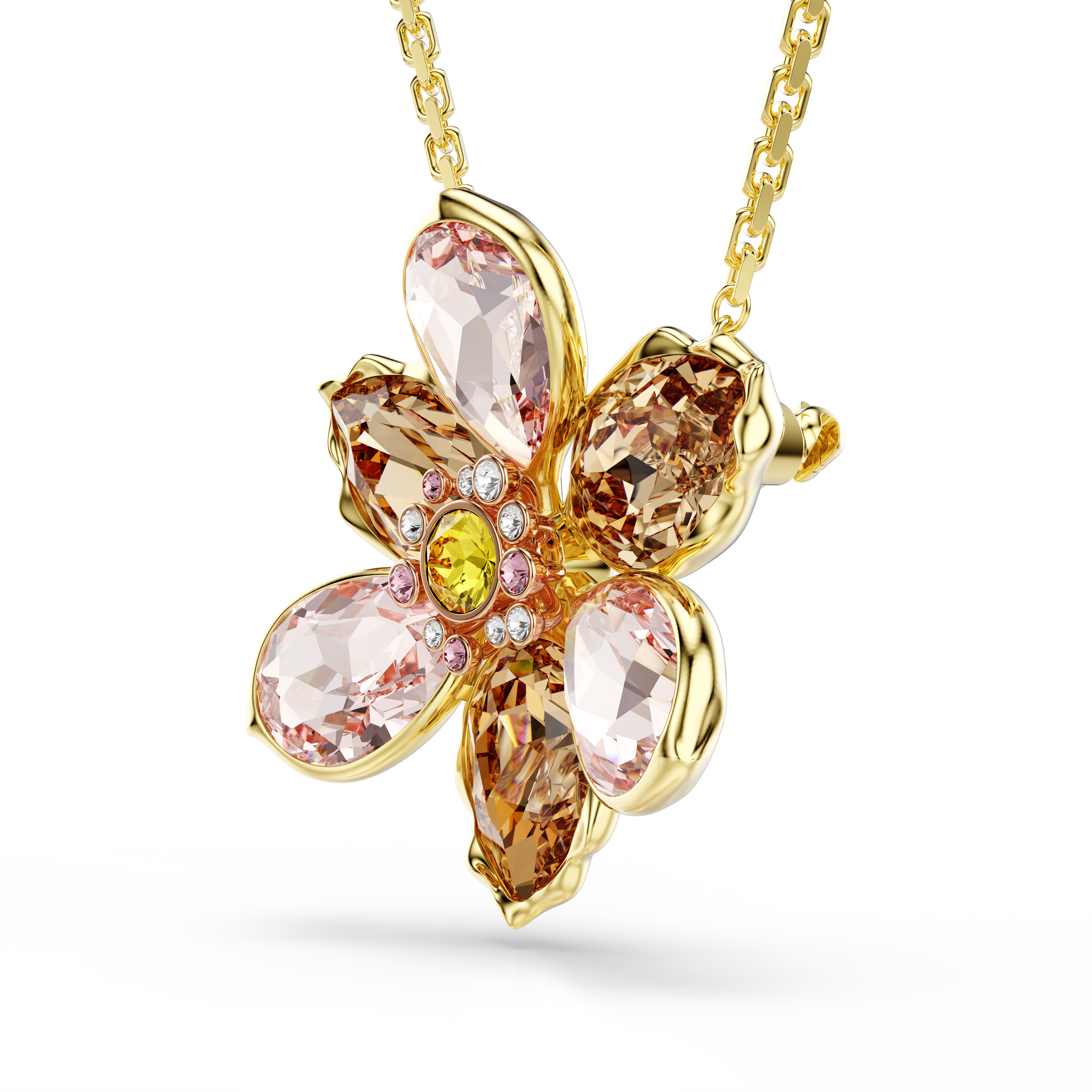 Swarovski Idyllia pendant and brooch, Mixed cuts, Flower, Multicolored, Gold-tone plated 5735227