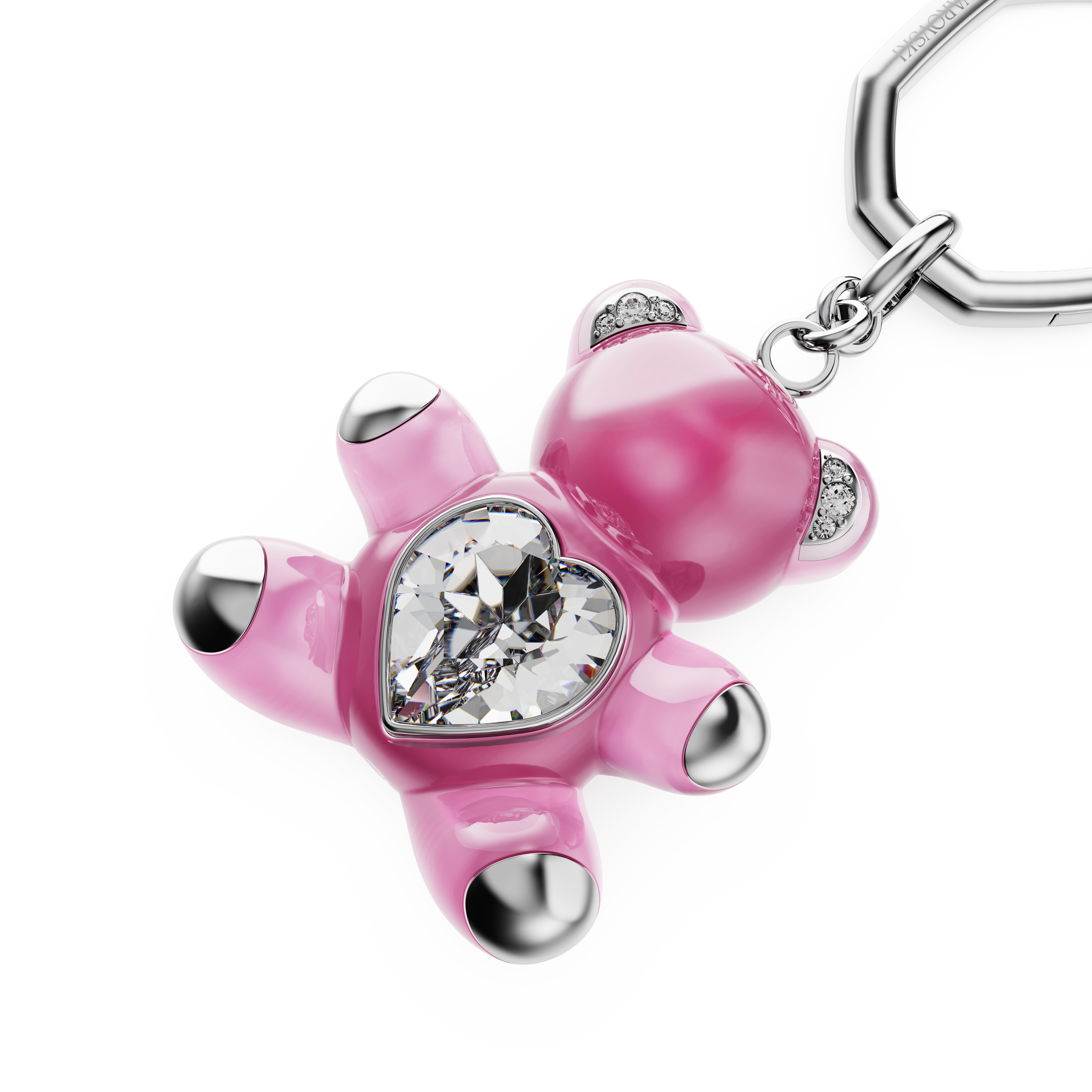 Swarovski Teddy key ring, Bear, Pink, Rhodium plated 5735365