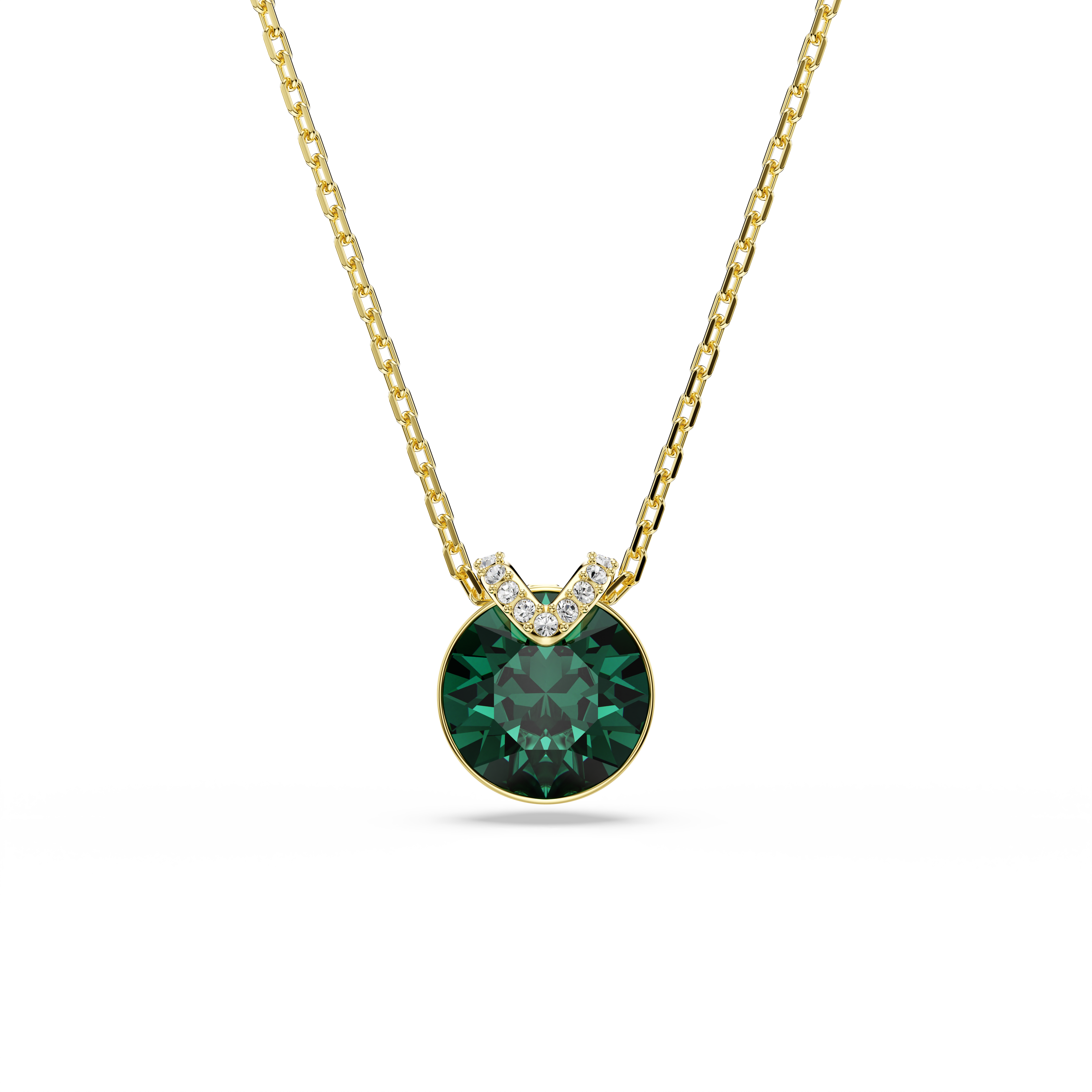 Swarovski Bella V pendant, Round cut, Green, Gold-tone plated 5735387