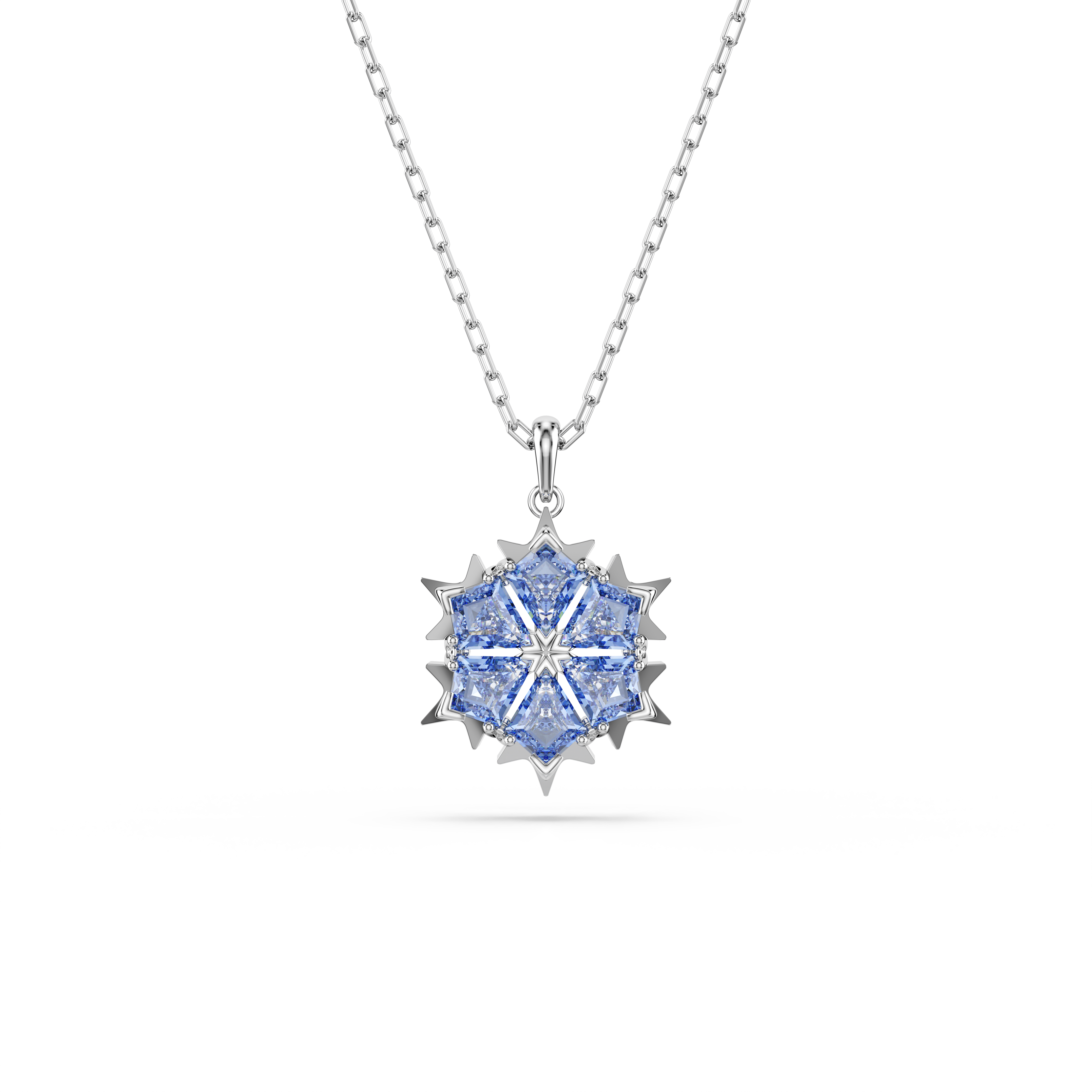 Swarovski Magic pendant, Snowflake, Blue, Rhodium plated 5735399
