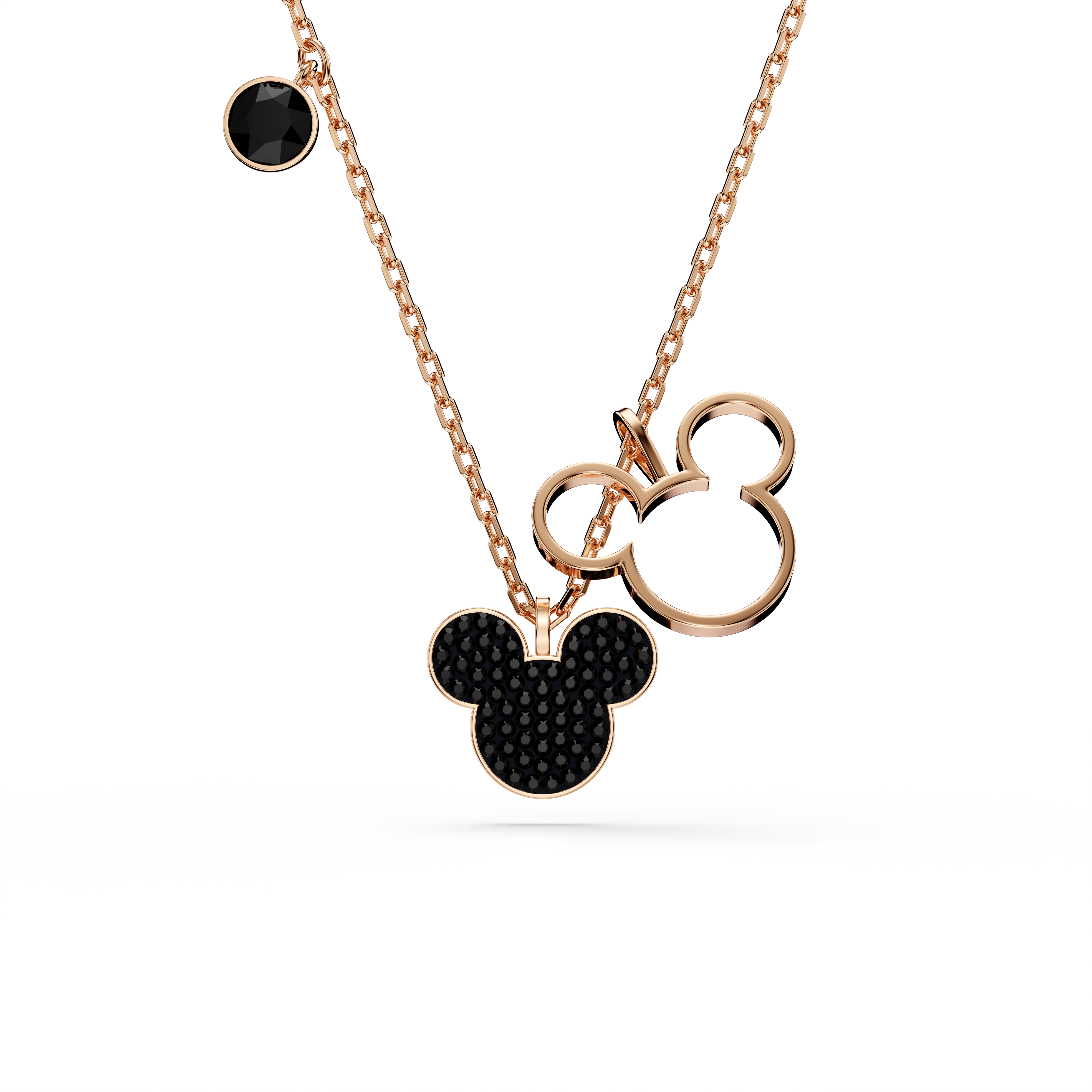 Swarovski Mickey & Minnie pendant, Black, Rose gold-tone plated 5737559