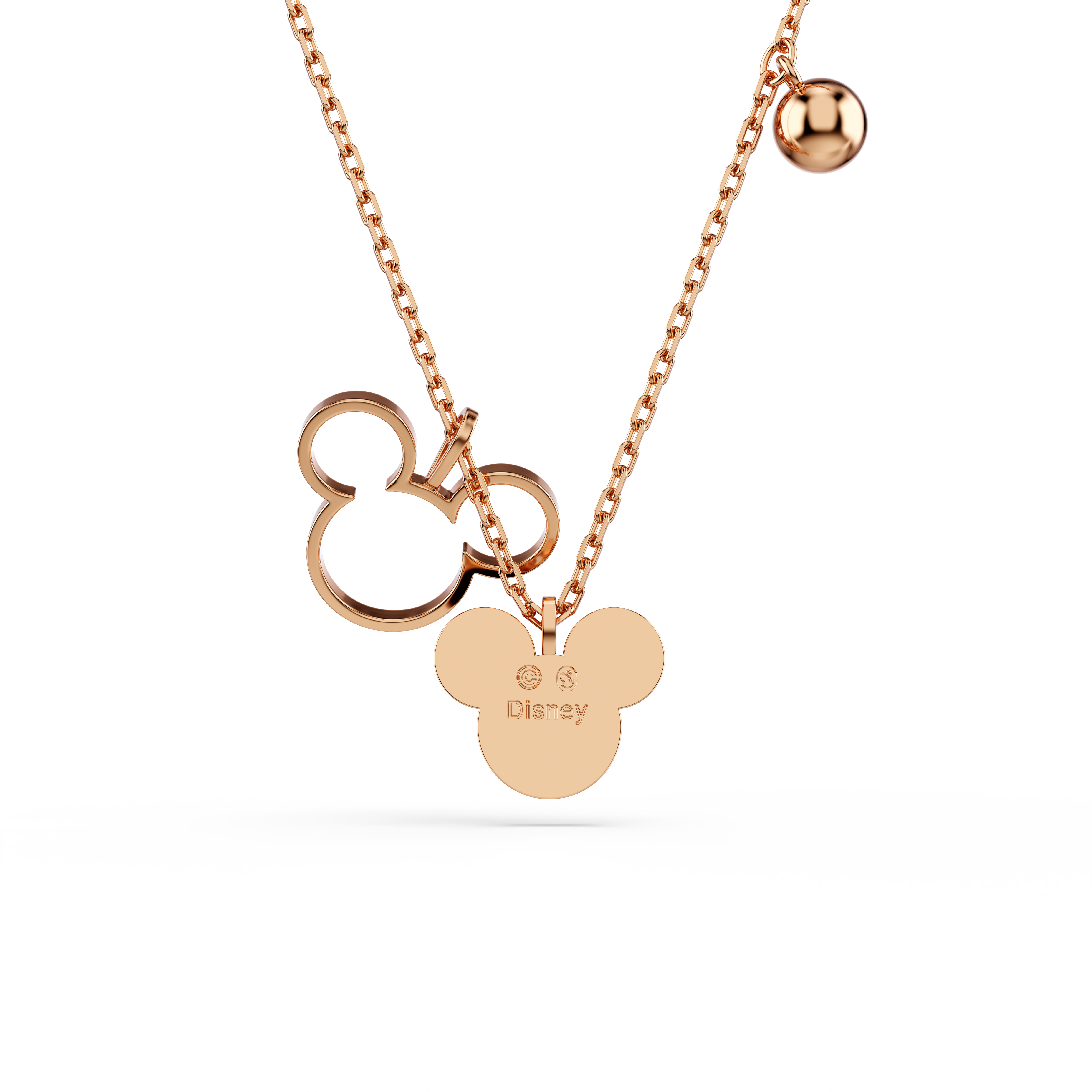 Swarovski Mickey & Minnie pendant, Black, Rose gold-tone plated 5737559