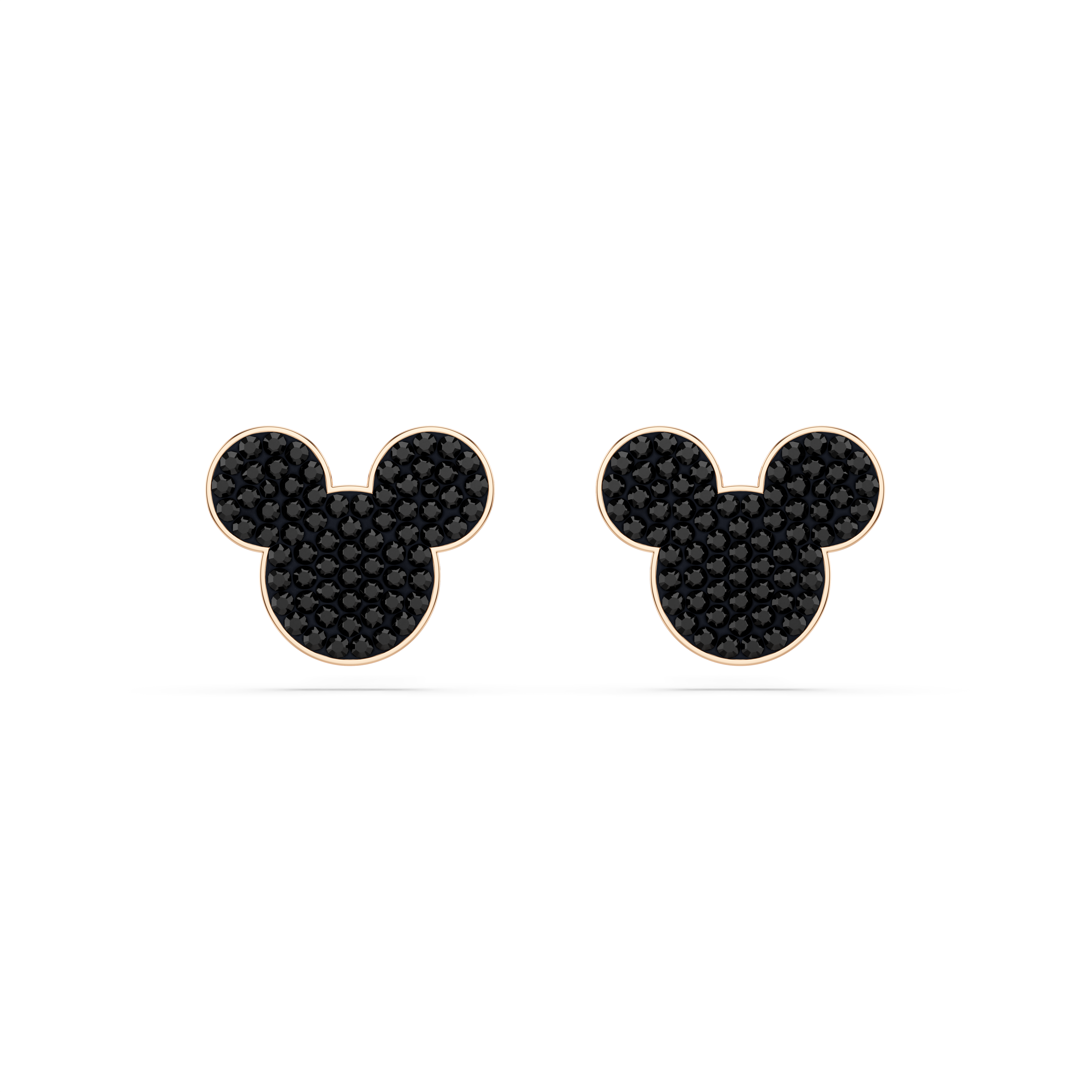 Swarovski Mickey & Minnie stud earrings, Black, Rose gold-tone plated 5737560
