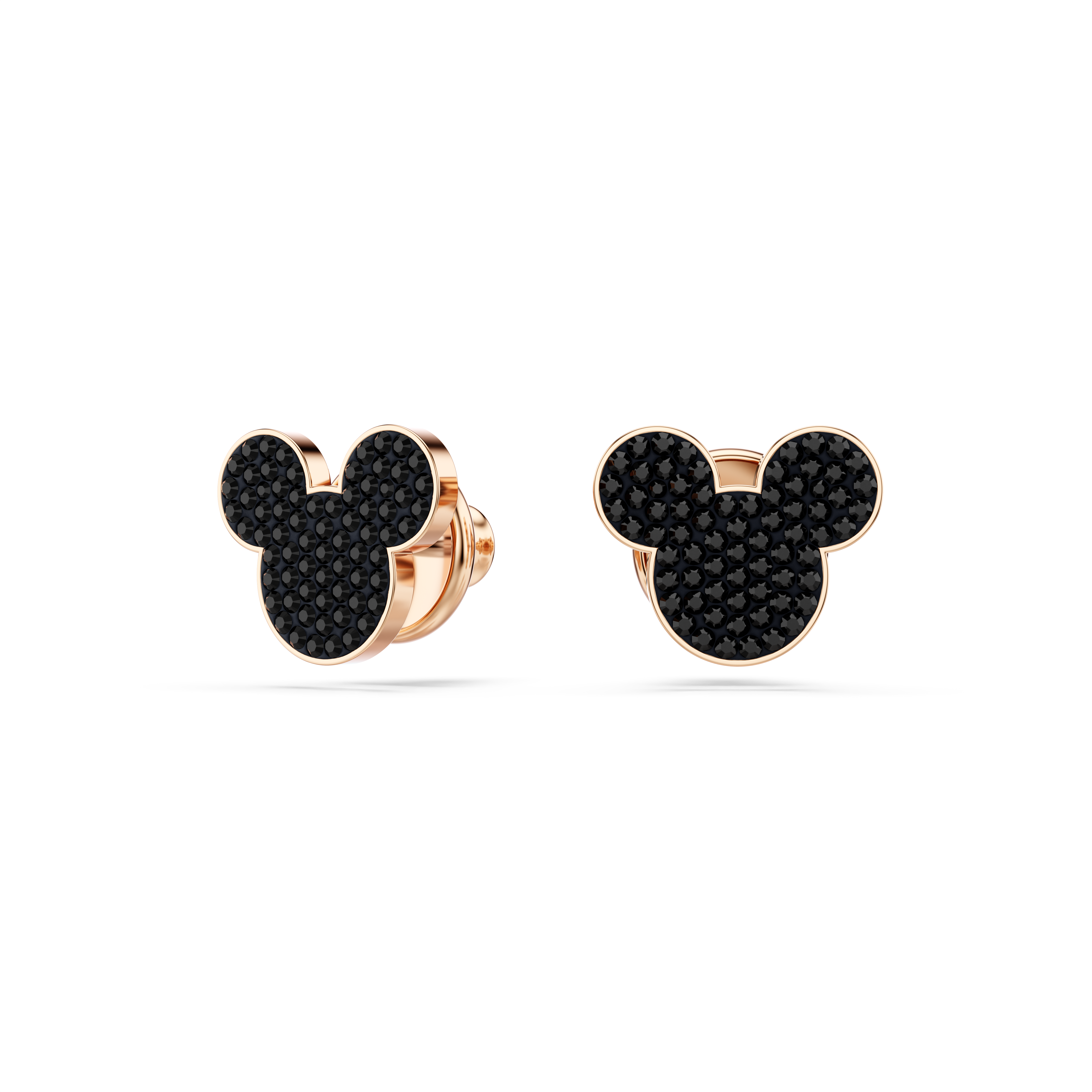 Swarovski Mickey & Minnie stud earrings, Black, Rose gold-tone plated 5737560