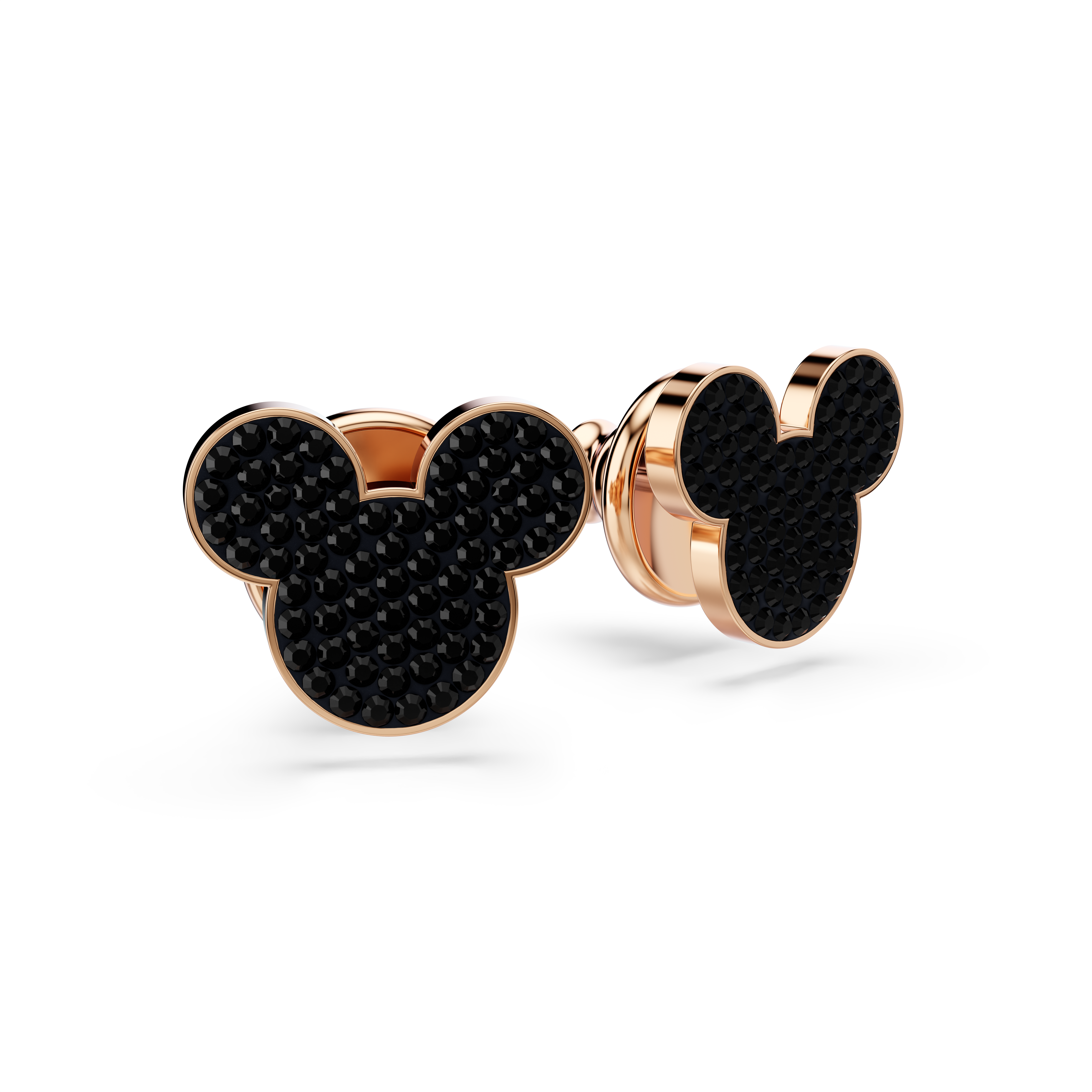 Swarovski Mickey & Minnie stud earrings, Black, Rose gold-tone plated 5737560