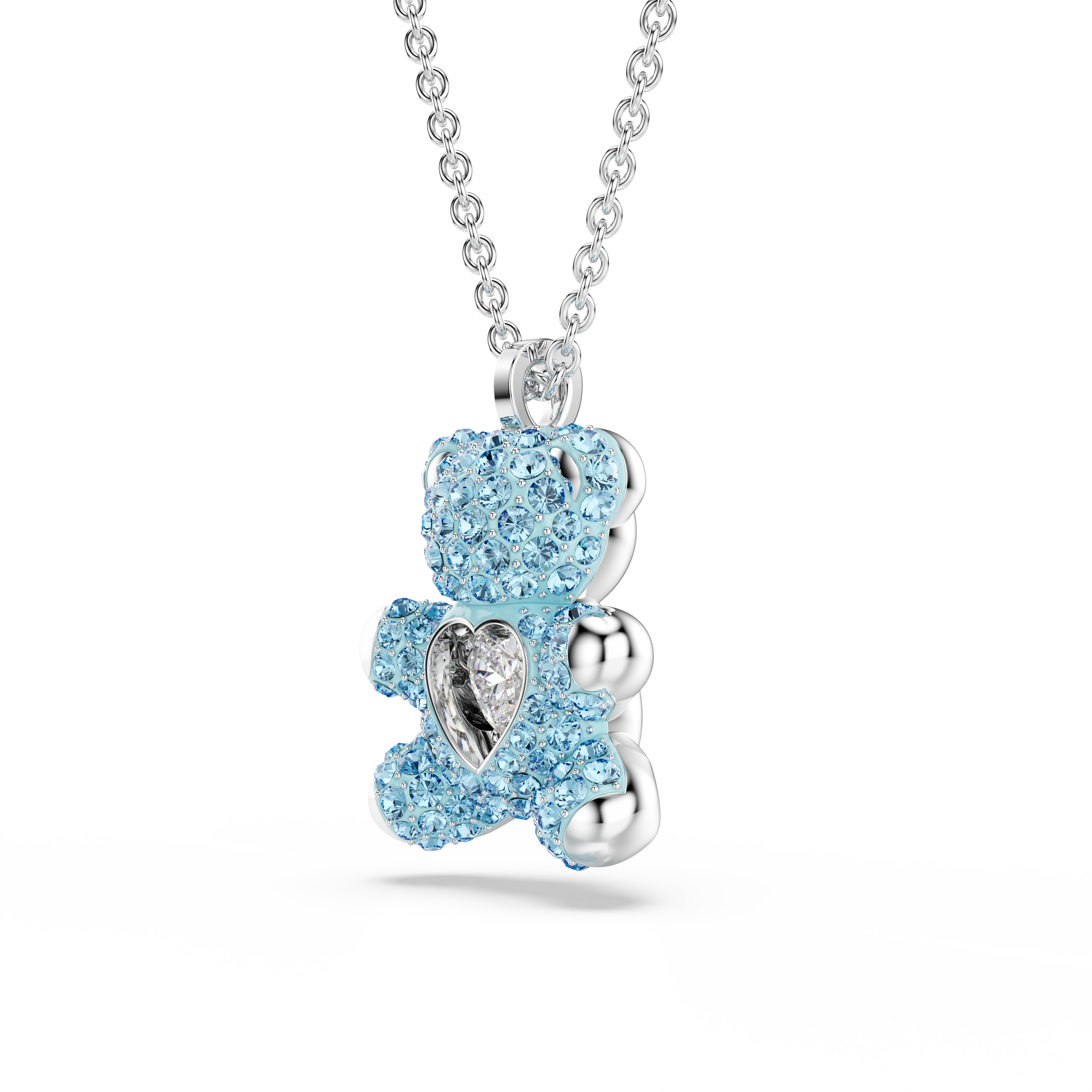 Swarovski Teddy pendant, Bear, Blue, Rhodium plated 5737620