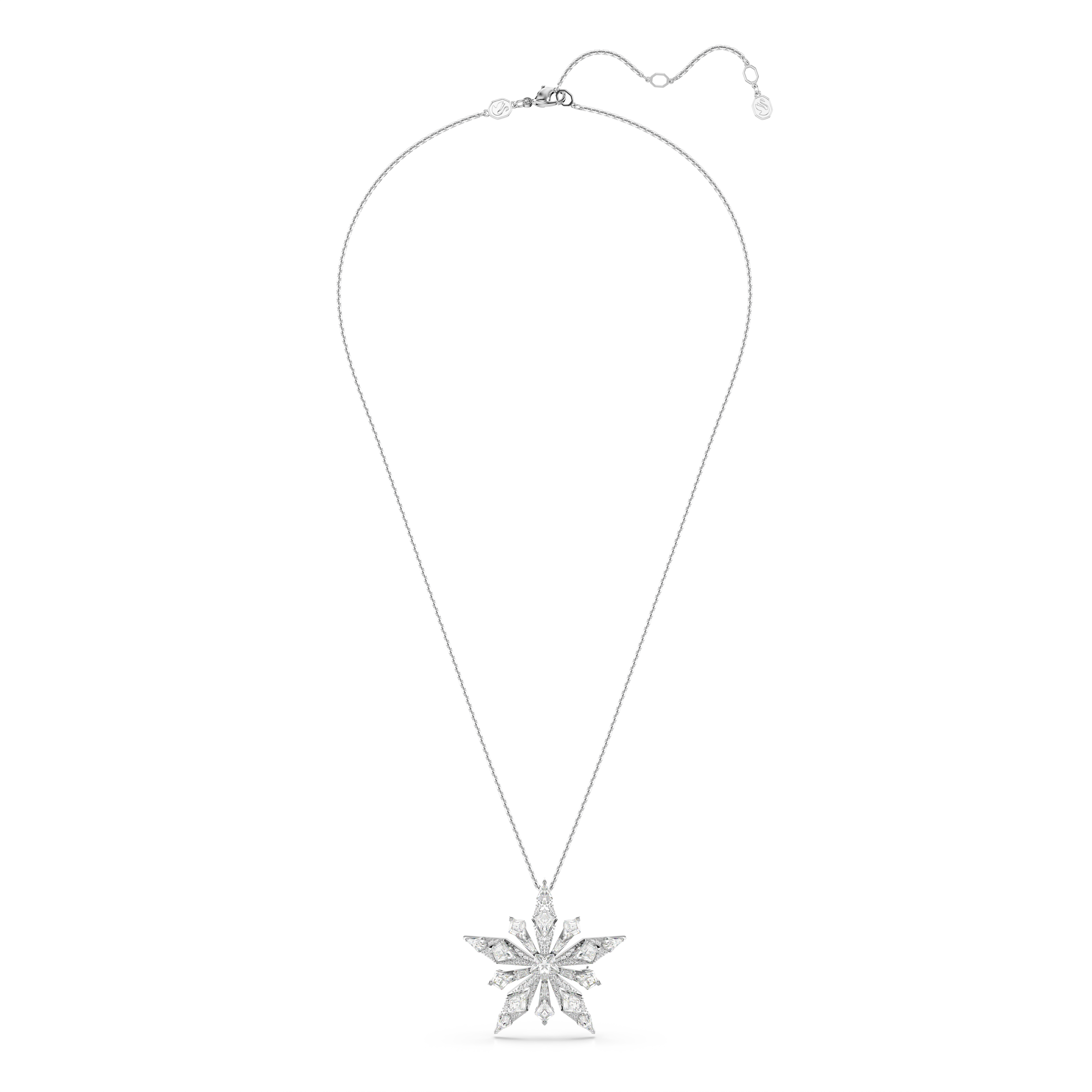 Swarovski Idyllia pendant and brooch, Star, White, Rhodium plated 5740116