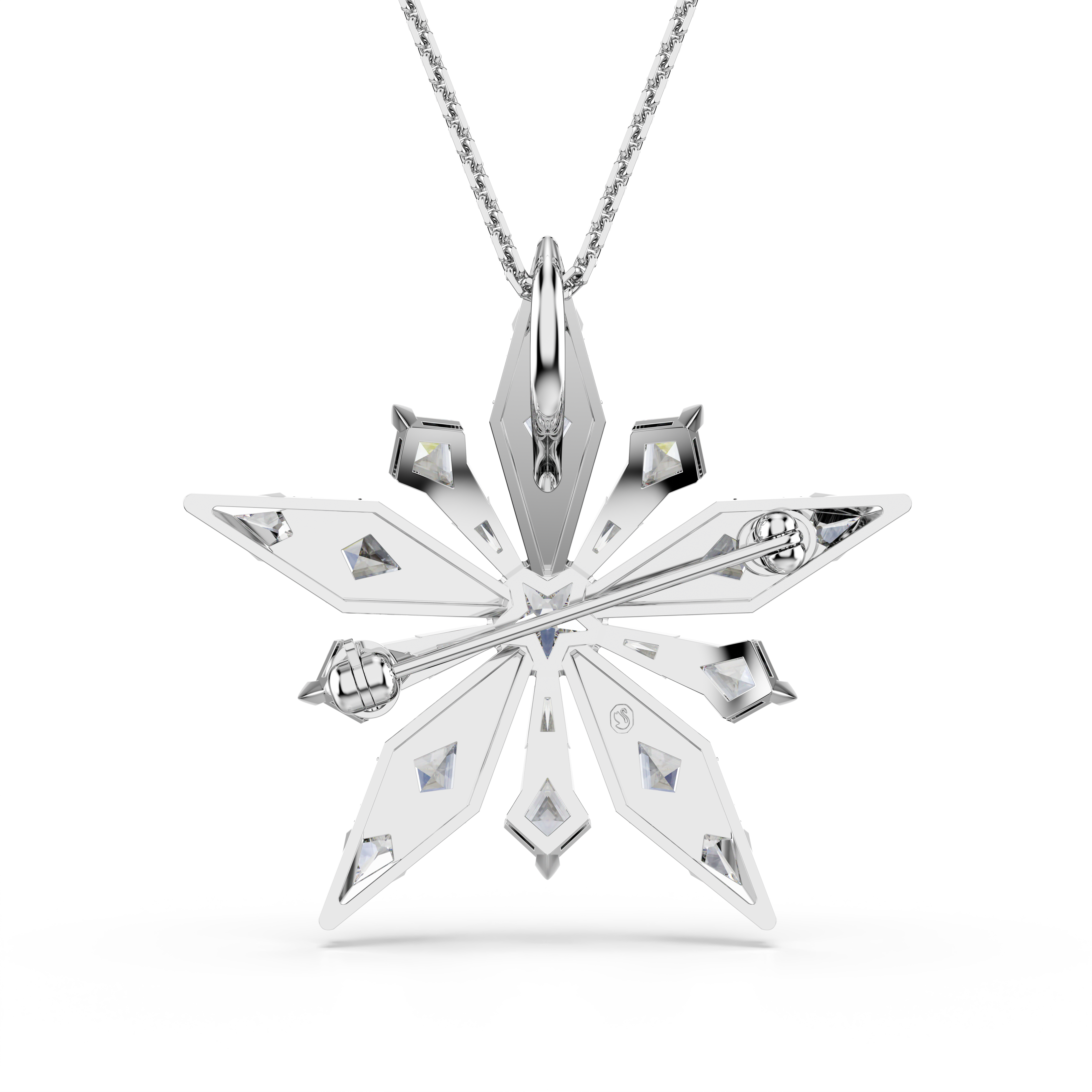 Swarovski Idyllia pendant and brooch, Star, White, Rhodium plated 5740116
