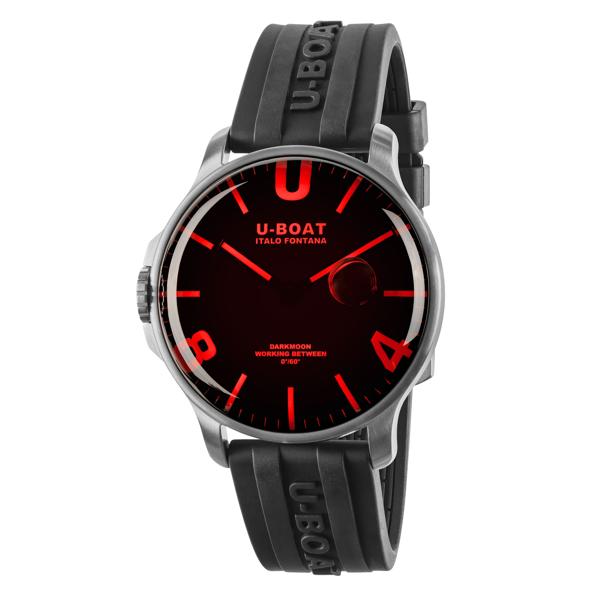 U-boat DARKMOON 44MM RED GLASS SS/RUBBER CODE 8465/B