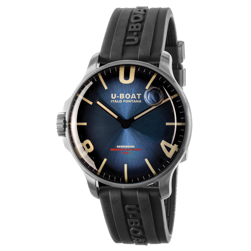 U-boat DARKMOON 44MM IMPERIAL BLUE SS/RUBBER STRAP '8704