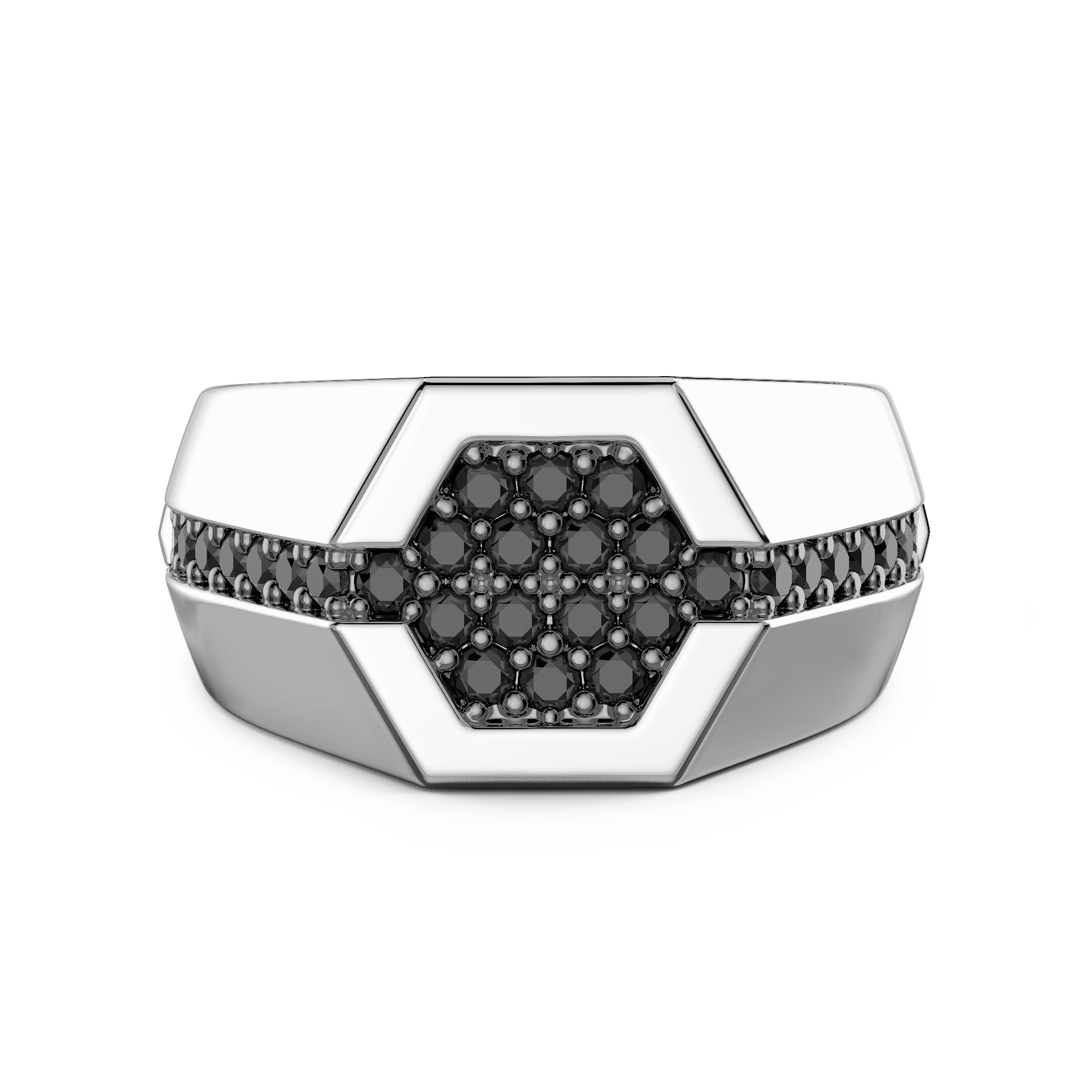 Silver Ring with Black Stones
