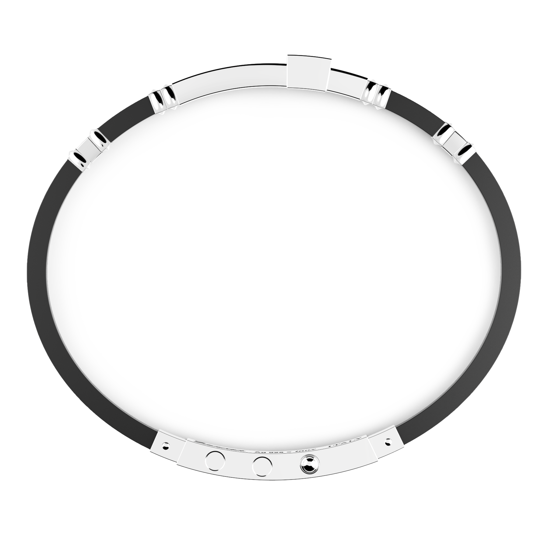 Black Silicone Bracelet with Silver Tag and Italian Flag