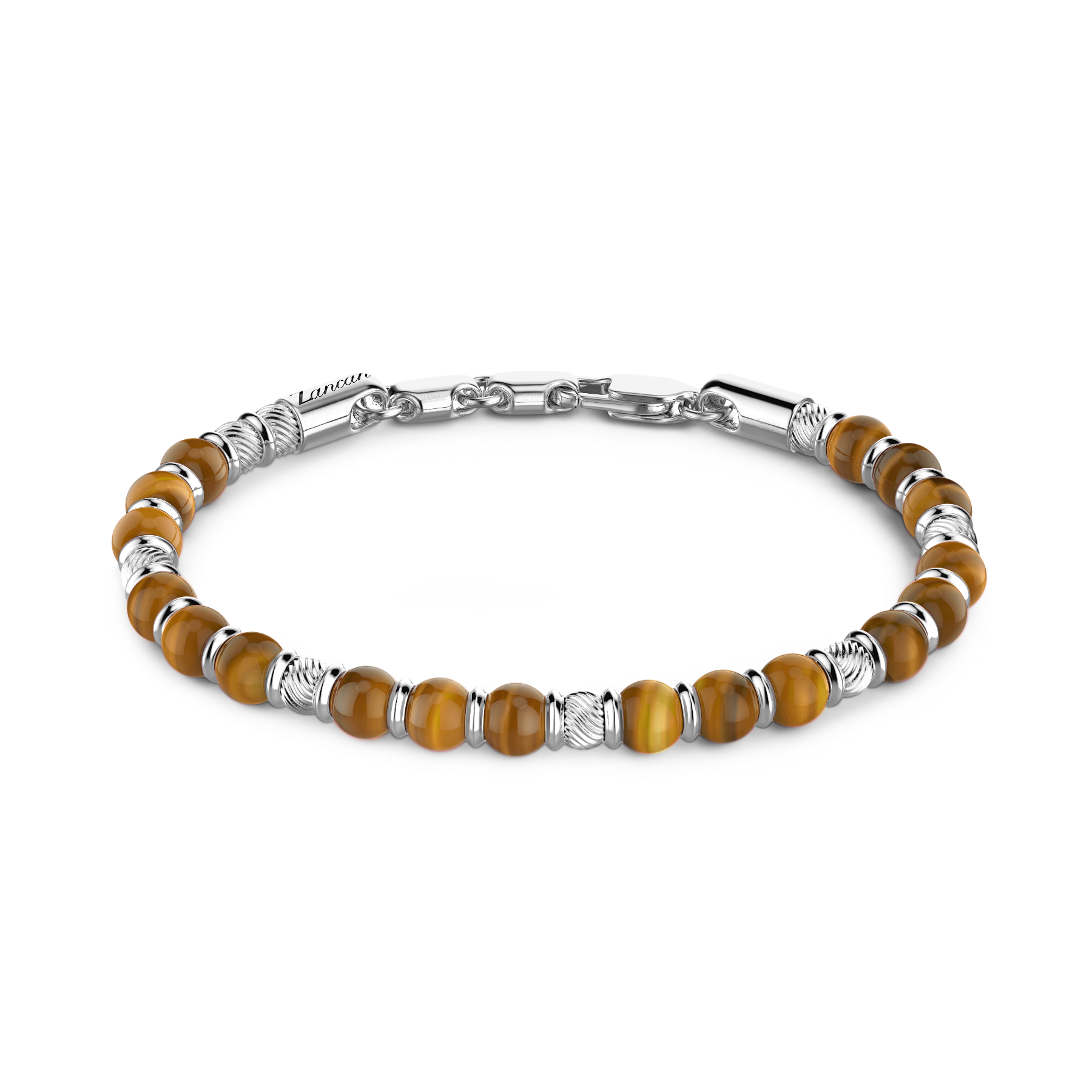 Soft Silver Bracelet with Tiger's Eye & Silver Beads