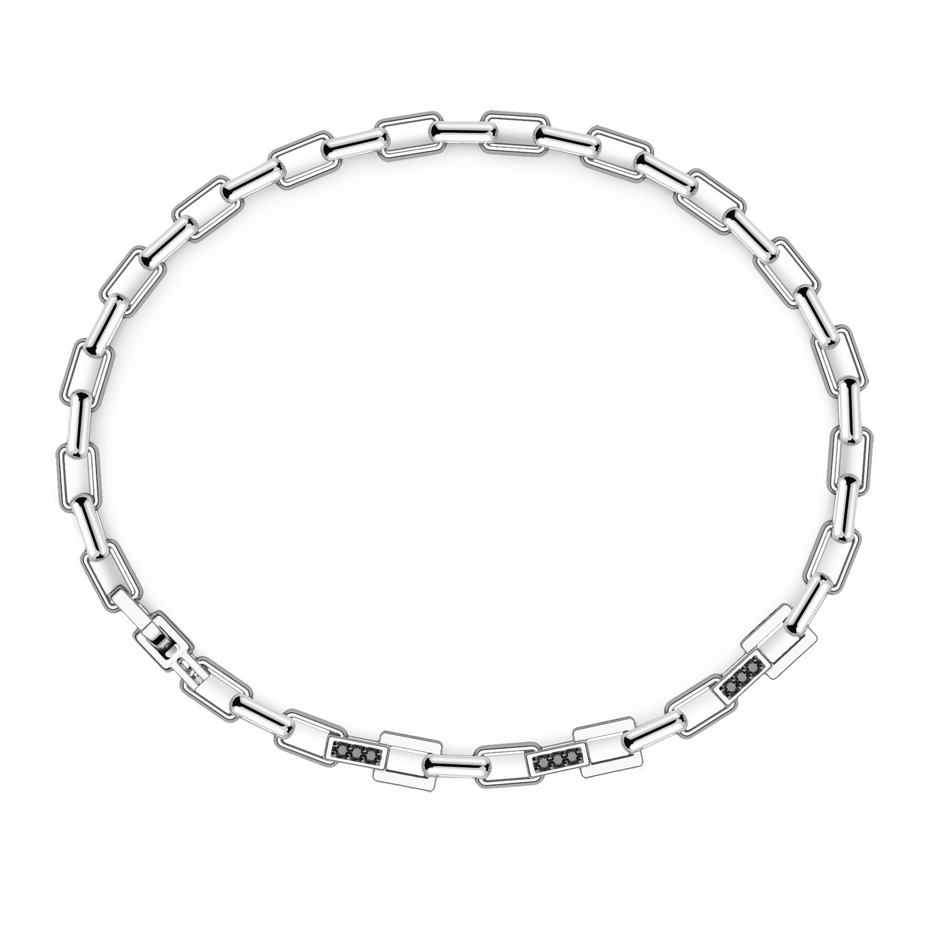 Silver Bracelet with Black Stones