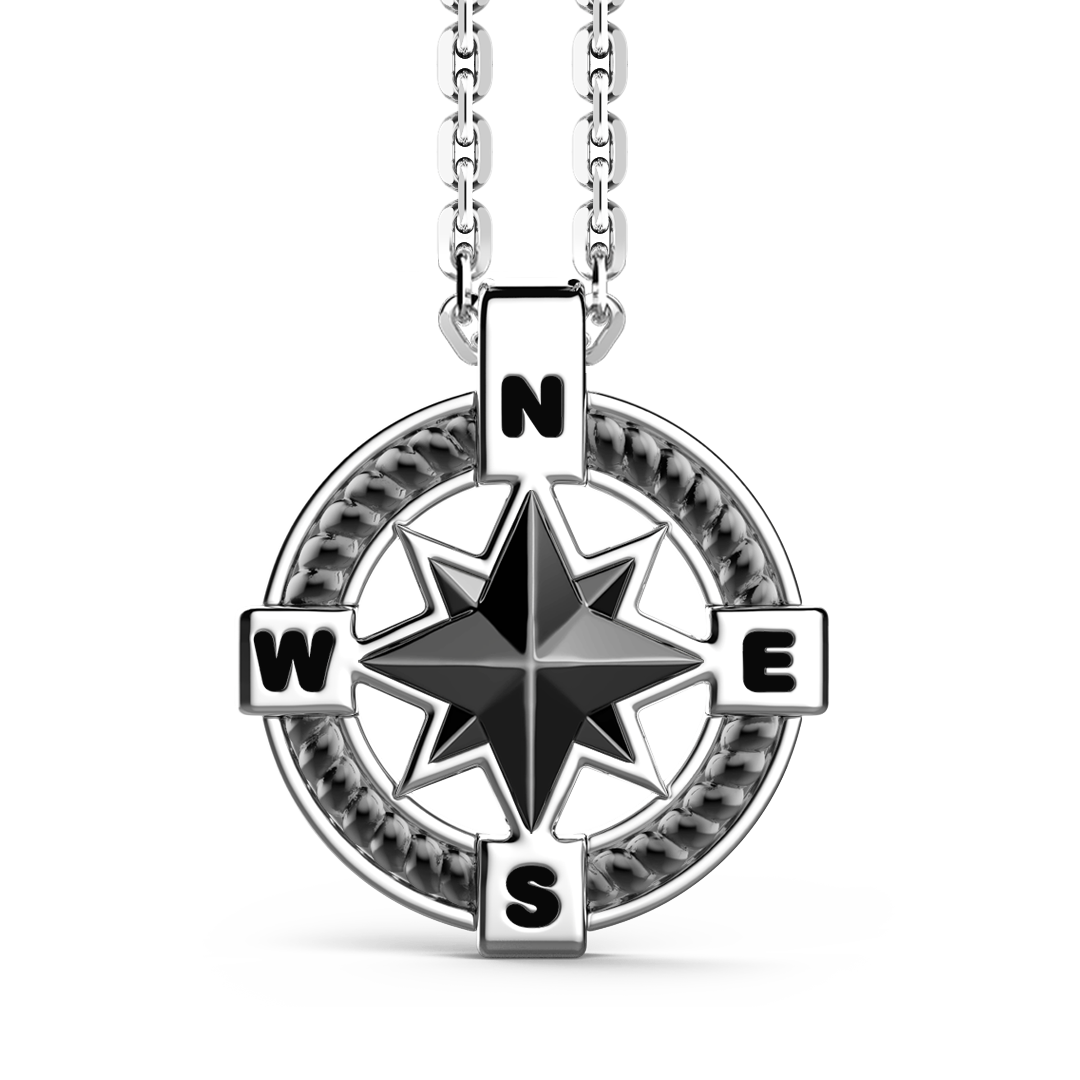 Silver Necklace with Wind Rose pendant