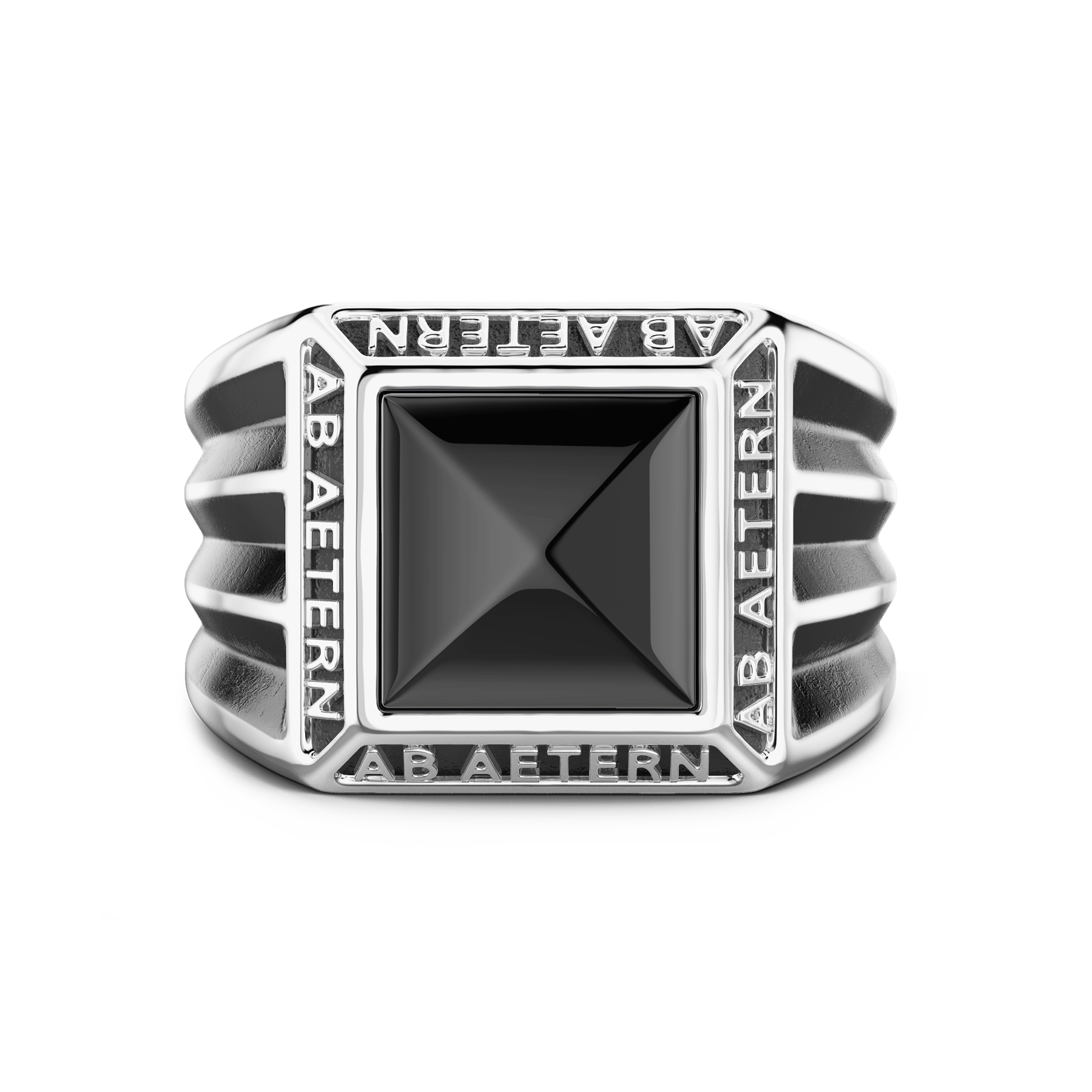 Silver Ring with Inscription in Latin and Onyx