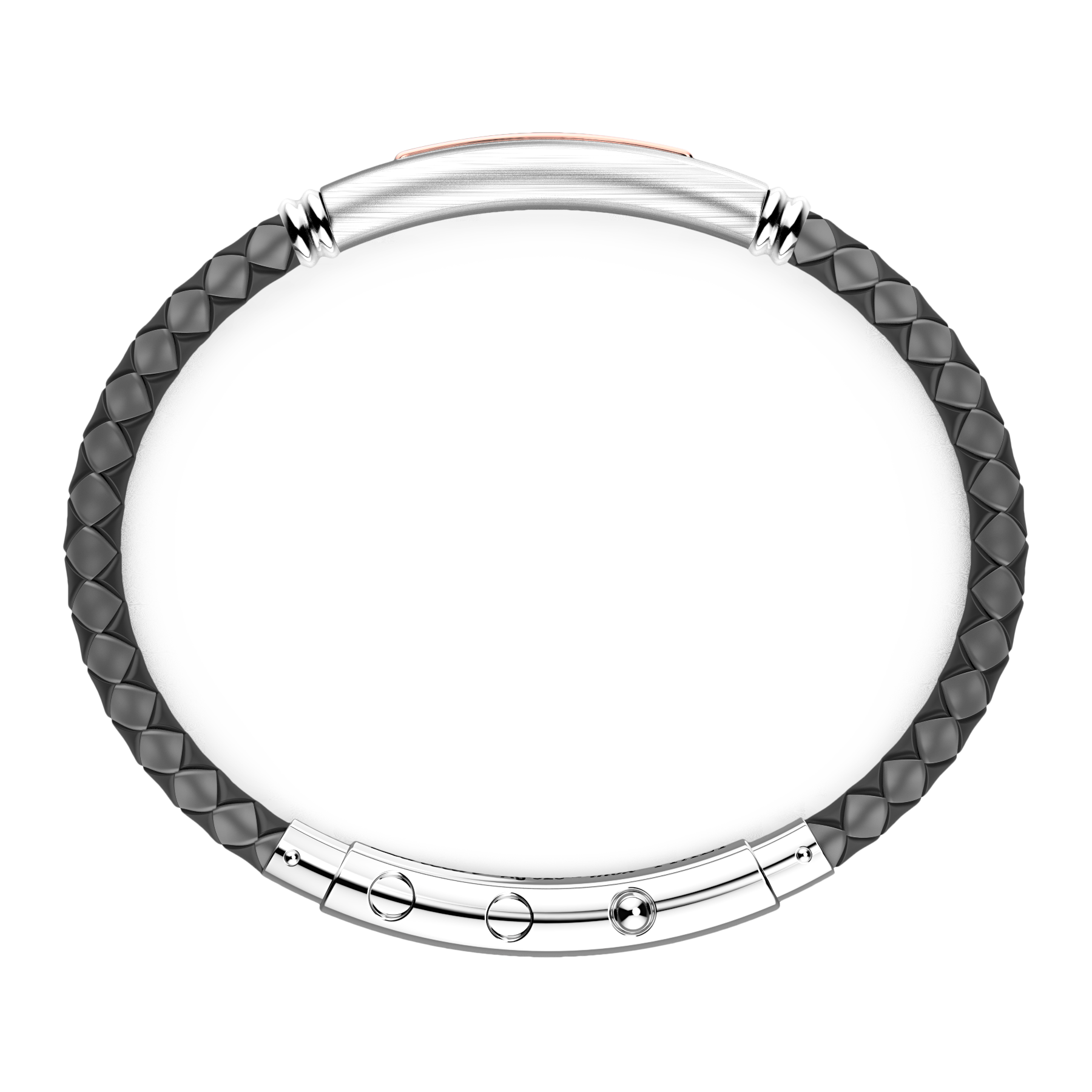 Black Silicone Bracelet with Silver Tag & Yellow Gold