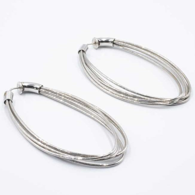 DNA Rhodium Ovale Medium Earrings WDNAO 128