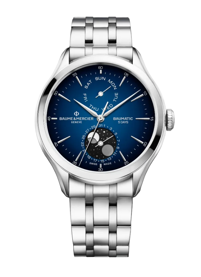 Baume & Mercier Clifton 10725 Automatic Watch, Moon Phase, Date - 42mm