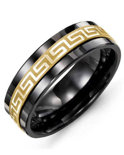 MADANI MEN'S ANCIENT GREEK KEY PATTERN WEDDING BAND  MAJ710CY MAJ710CY