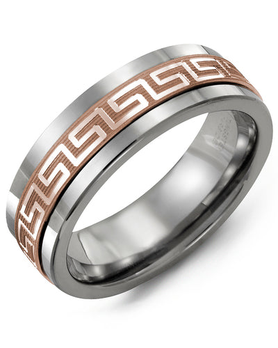 MADANI MEN'S ANCIENT GREEK KEY PATTERN WEDDING BAND  MAJ710TP MAJ710TP