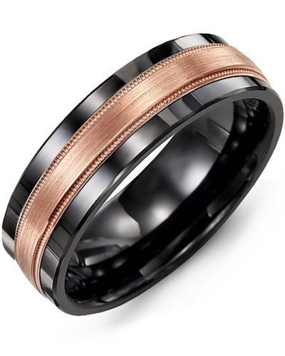 MADANI MEN'S SATIN MILGRAIN WEDDING BAND MAK710CP MAK710CP