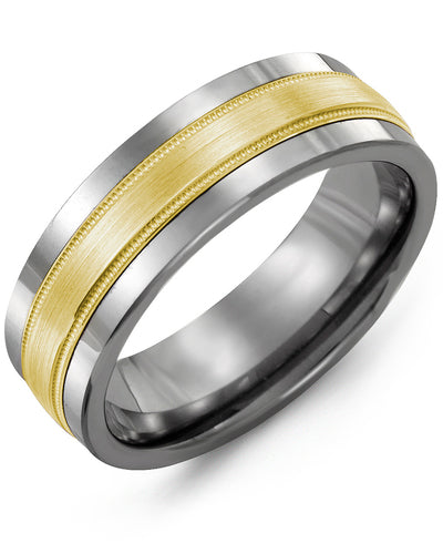 MADANI MEN'S SATIN MILGRAIN WEDDING BAND MAK710TY MAK710TY