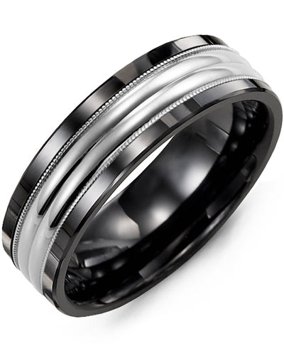 MADANI MEN'S TWO-LINE MILGRAIN WEDDING RING MAW710CW MAW710CW