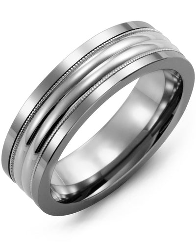 MADANI MEN'S TWO-LINE MILGRAIN WEDDING RING MAW710TW MAW710TW