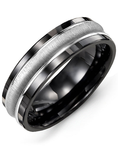 MADANI MEN'S CONCAVE BRUSH POLISHED EDGES WEDDING BAND MBD710CW MBD710CW