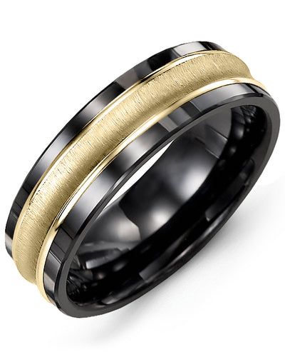 MADANI MEN'S CONCAVE BRUSH POLISHED EDGES WEDDING BAND MBD710CY MBD710CY