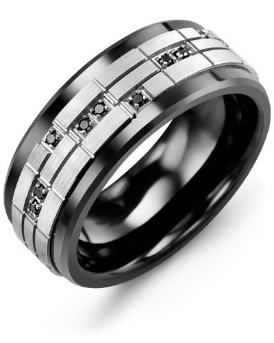 MADANI MEN'S PUZZLE BLACK DIAMONDS WEDDING RING MBO910CW-14B MBO910CW-14B