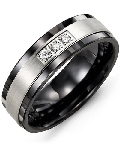 MADANI MEN'S PLAIN SATIN FINISH DIAMOND WEDDING BAND MDG710CW-6R MDG710CW-6R