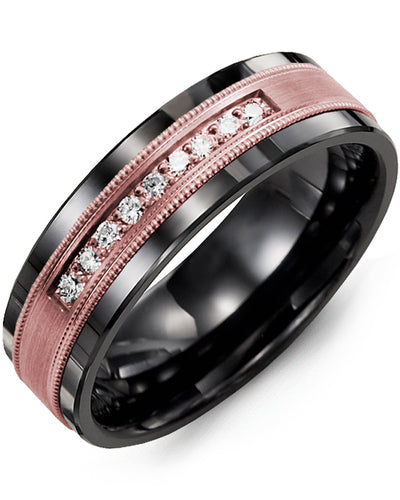 MADANI MEN'S SATIN MILGRAIN DIAMOND WEDDING BAND MDJ710CP-18R MDJ710CP-18R