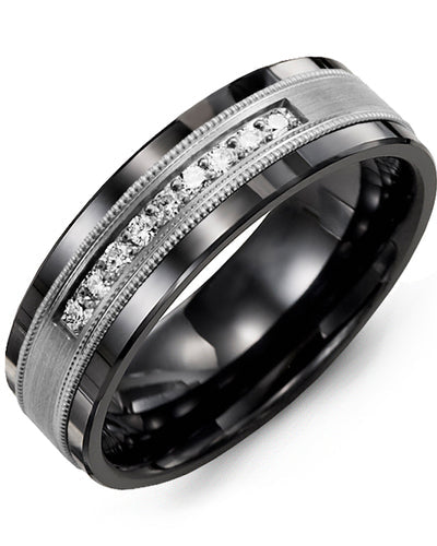 MADANI MEN'S SATIN MILGRAIN DIAMOND WEDDING BAND MDJ710CW-18R MDJ710CW-18R