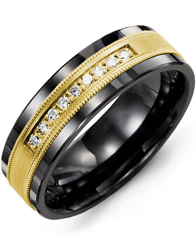 MADANI MEN'S SATIN MILGRAIN DIAMOND WEDDING BAND MDJ710CY-18R MDJ710CY-18R