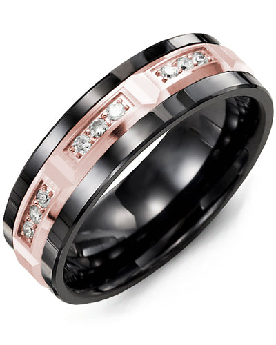 MADANI MEN'S BEVELED TRIO DIAMOND WEDDING BAND MDM710CP-18R MDM710CP-18R