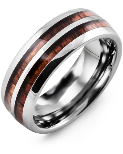 MADANI MEN'S DOUBLE KOA WOOD TUNGSTEN WEDDING BAND MEA800TD MEA800TD