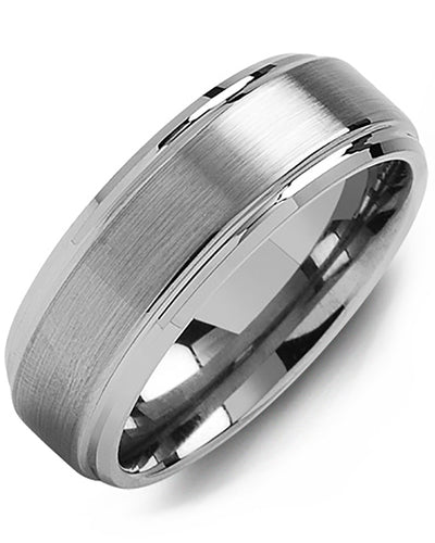 MADANI MEN'S BRUSHED TUNGSTEN POLISHED EDGES WEDDING BAND MGA800TT MGA800TT